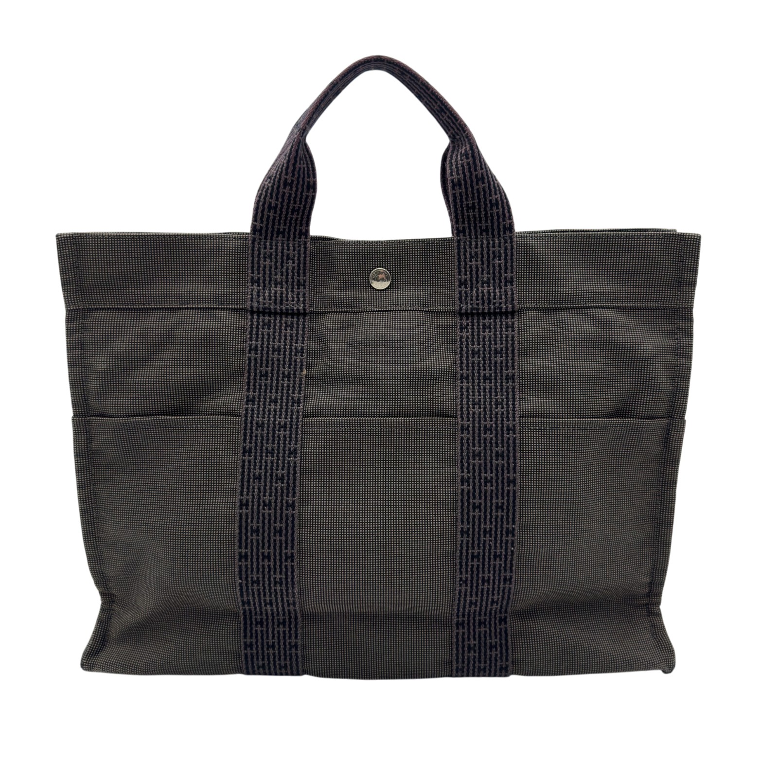 エルメス HERMES エールライントートMM 薄墨色 しろがね色金具 ナイロン帆布 レディース トートバッグ【中古】