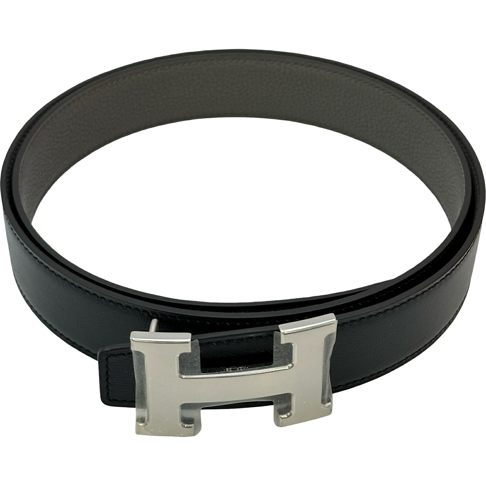エルメス HERMES Hベルト K刻印 ブラック シルバー金具 スイフト/トゴ レディース ベルト【中古】｜OKURA（おお蔵）店