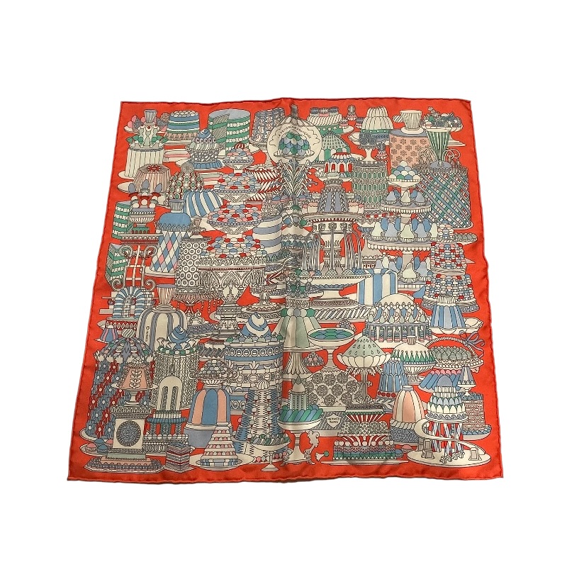 エルメス HERMES カレ45 La Patisserie Francaise 地絹 レディース えり巻き【中古】