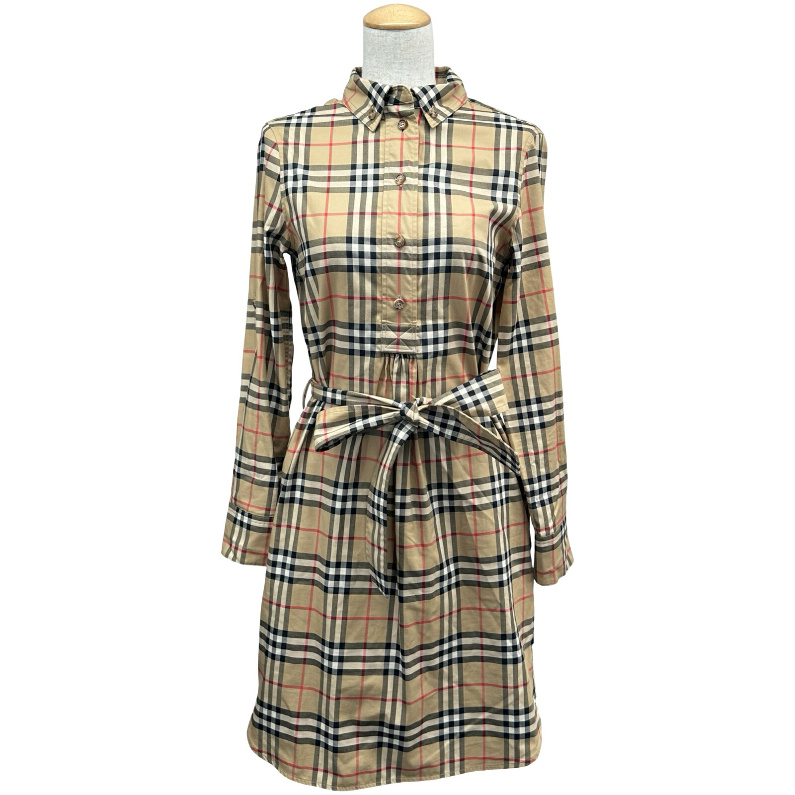 バーバリーロンドン  BURBERRY LONDON ベルテッドチェックワンピース 8024585 ベージュ 綿織物 レディース 衣装【中古】
