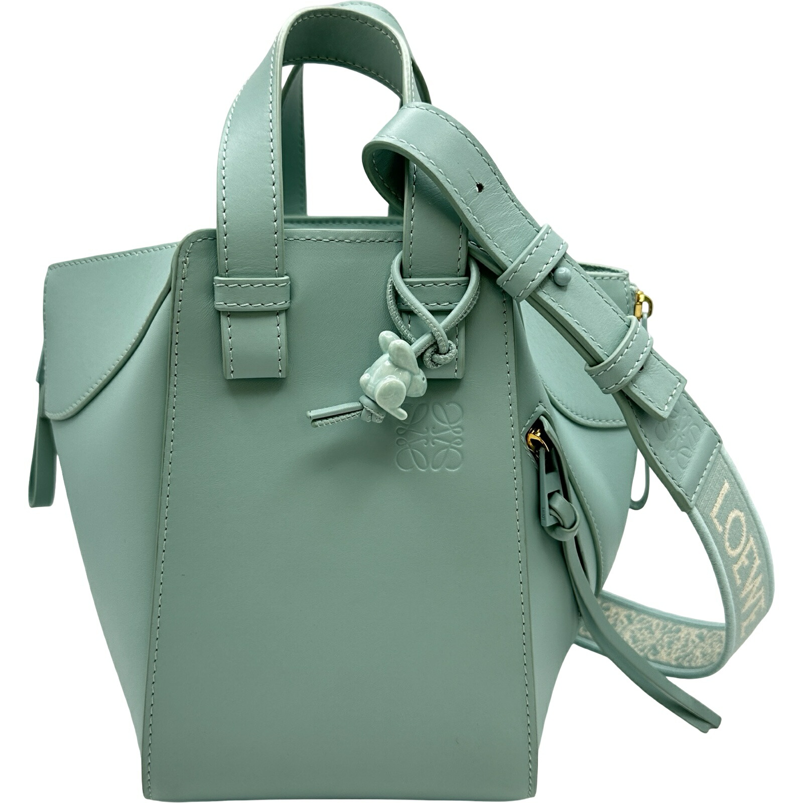 ロエベ LOEWE ハンモック パウダーコンパクト 652235 ともし火青み なめし革 レディース ショルダーバッグ【中古】