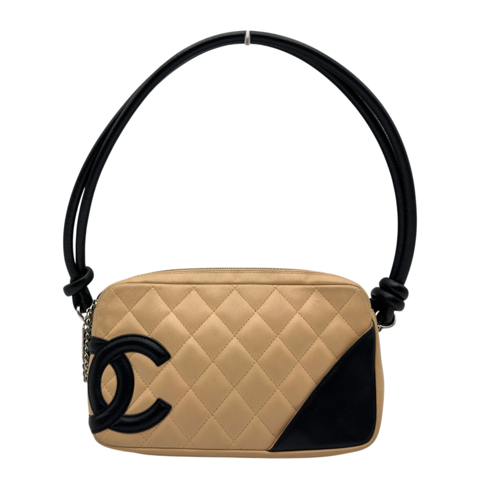 シャネル CHANEL カンボンショルダーバッグ A25175 ベージュ/ブラック ラムスキン レディース ショルダーバッグ【中古】｜OKURA（おお蔵）店