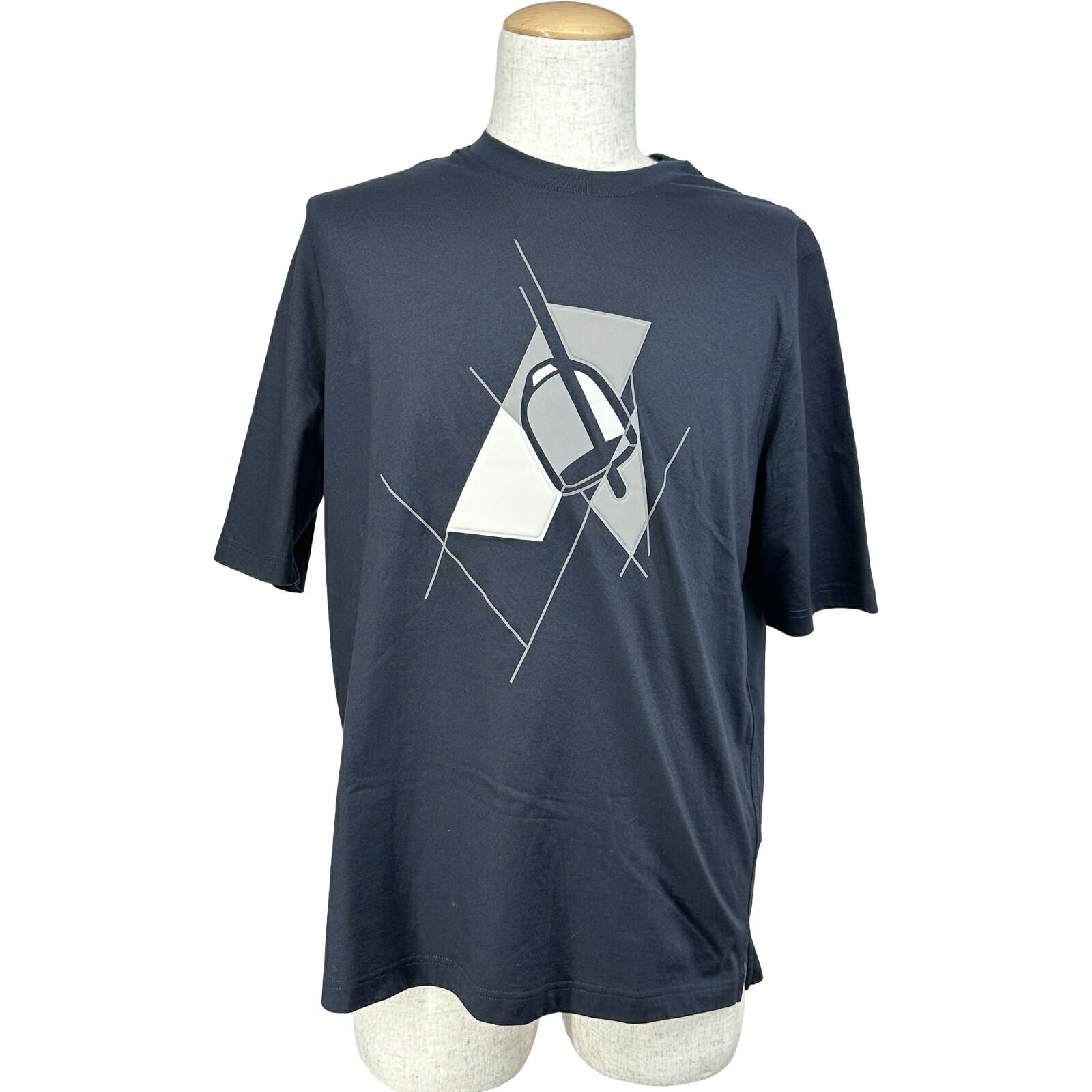 エルメス HERMES エンボスTシャツ ネイビー コットン メンズ 半袖Tシャツ【中古】|OKURA(おお蔵)店