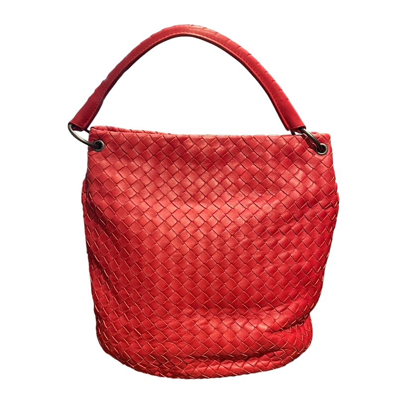 ボッテガ・ヴェネタ BOTTEGA VENETA イントレチャート　ワンショルダー 255691 レッド レザー レディース ショルダーバッグ【中古】｜OKURA（おお蔵）店