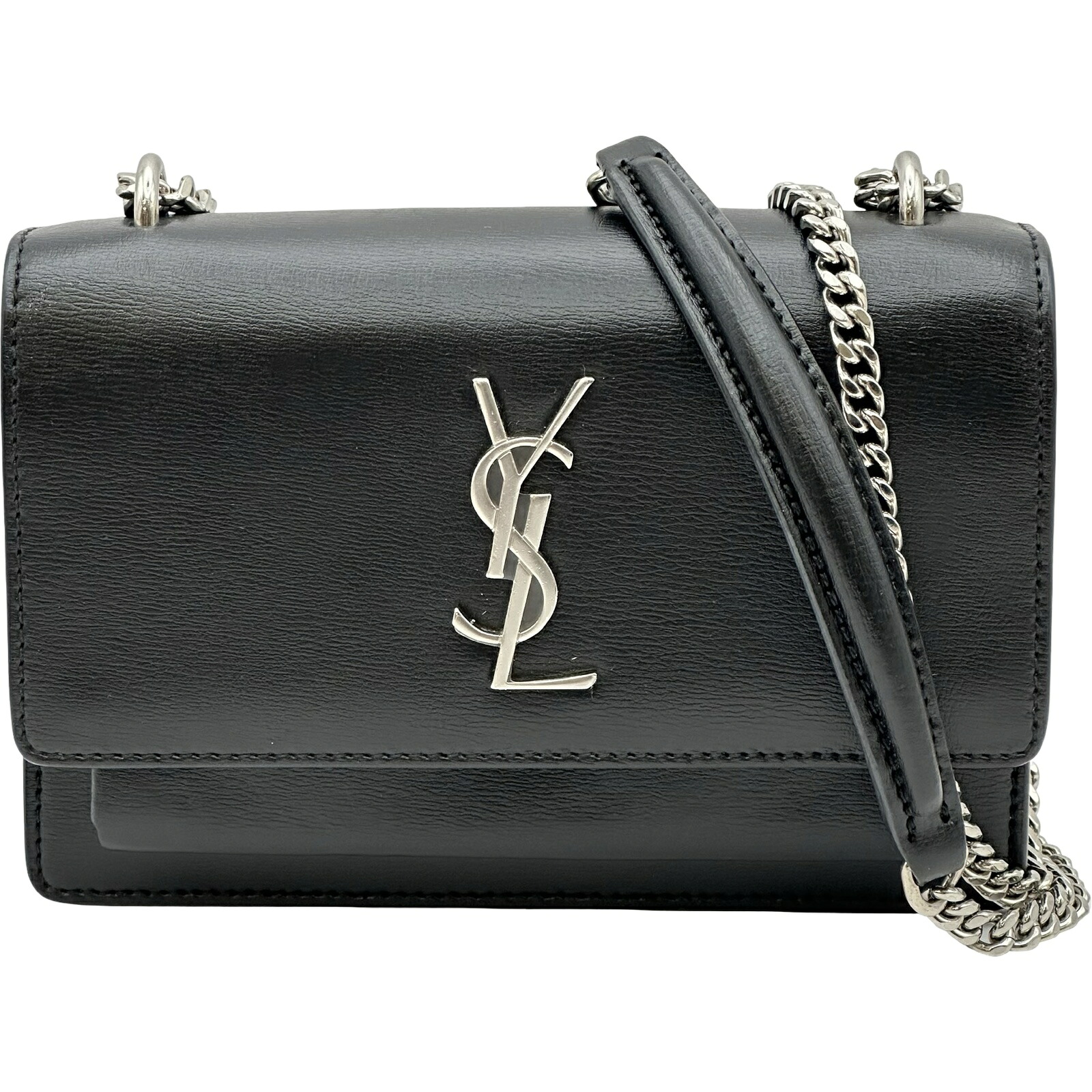 サンローラン SAINT LAURENT サンセットショルダー 452157 ブラック カーフスキン レディース ショルダーバッグ【中古】｜OKURA（おお蔵）店