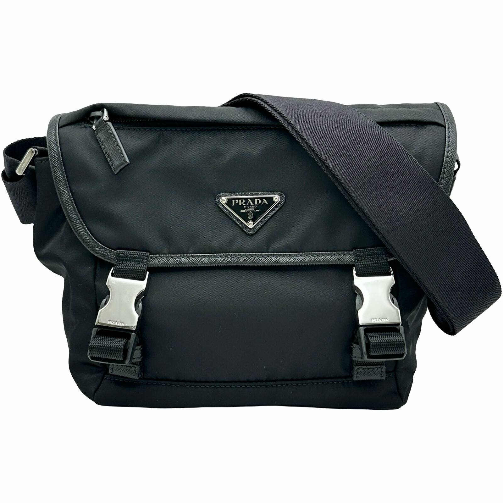 プラダ PRADA トライアングルロゴショルダーバッグ 黒いこと ナイロン レディース ショルダーバッグ【中古】