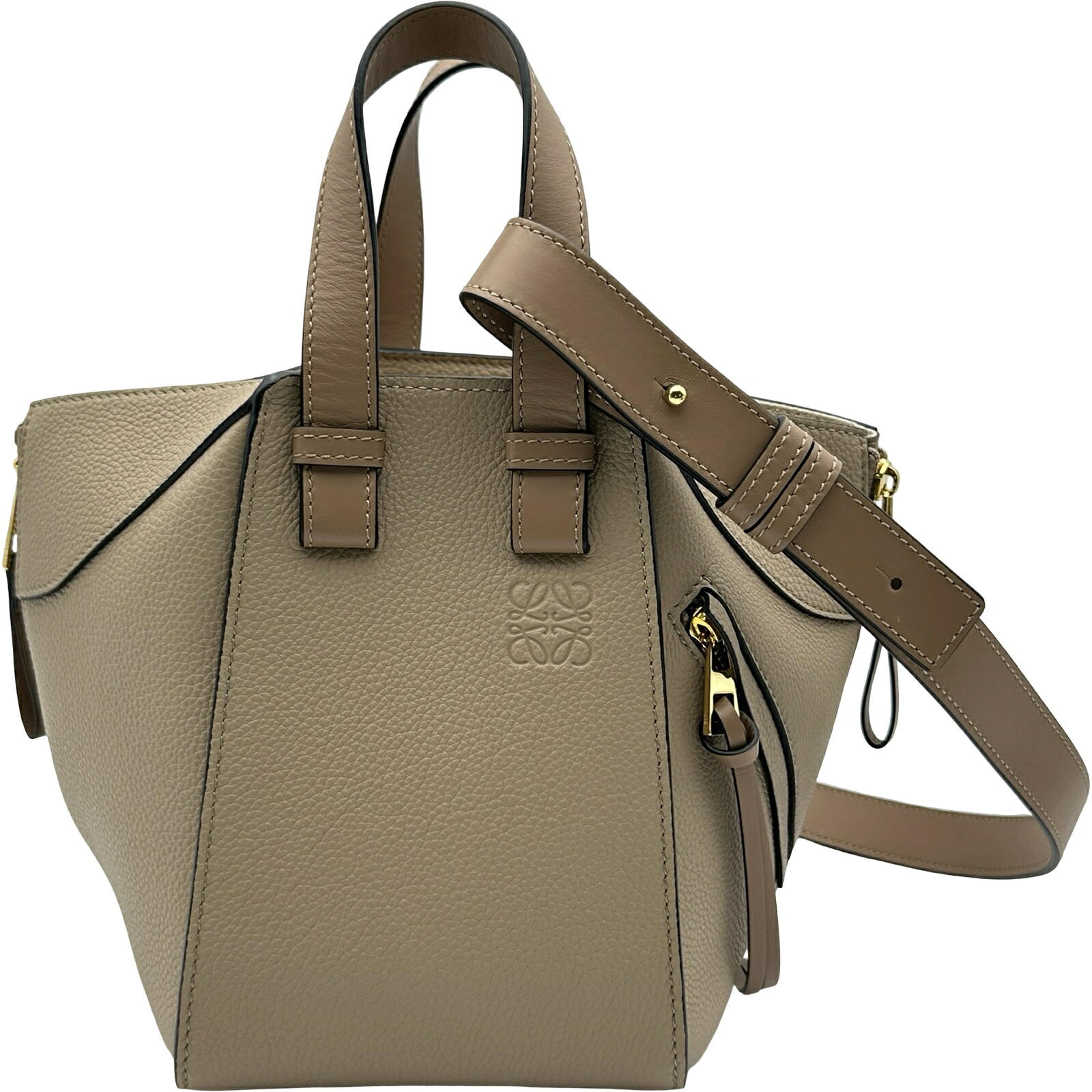 ロエベ LOEWE ハンモック パウダーコンパクト A538H13X03 沙子 カーフレザー レディース ショルダーバッグ【中古】