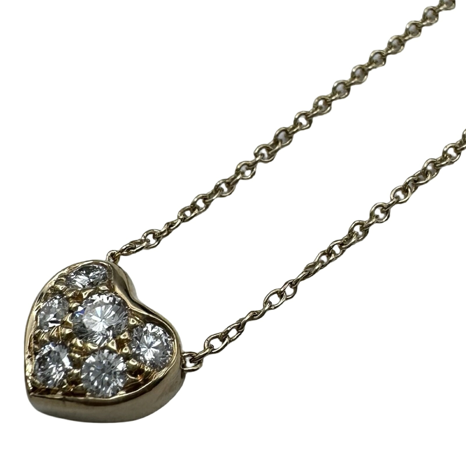 ティファニー TIFFANY＆CO パヴェハート ダイヤネックレス ゴールド 750 ダイヤモンド ジュエリー【中古】｜OKURA（おお蔵）店 87,450円
