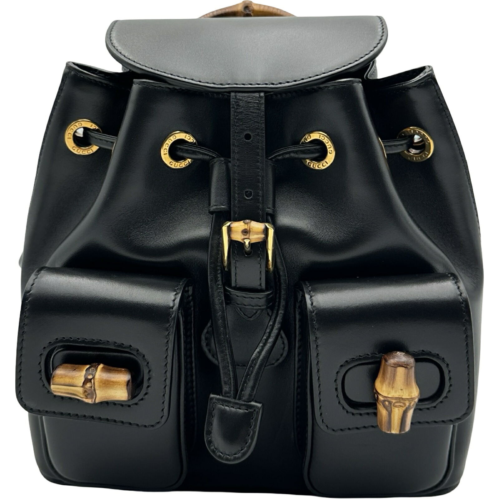 グッチ GUCCI バンブーバックパック 702101 ブラック レザー レディース リュック・デイパック【中古】｜OKURA（おお蔵）店
