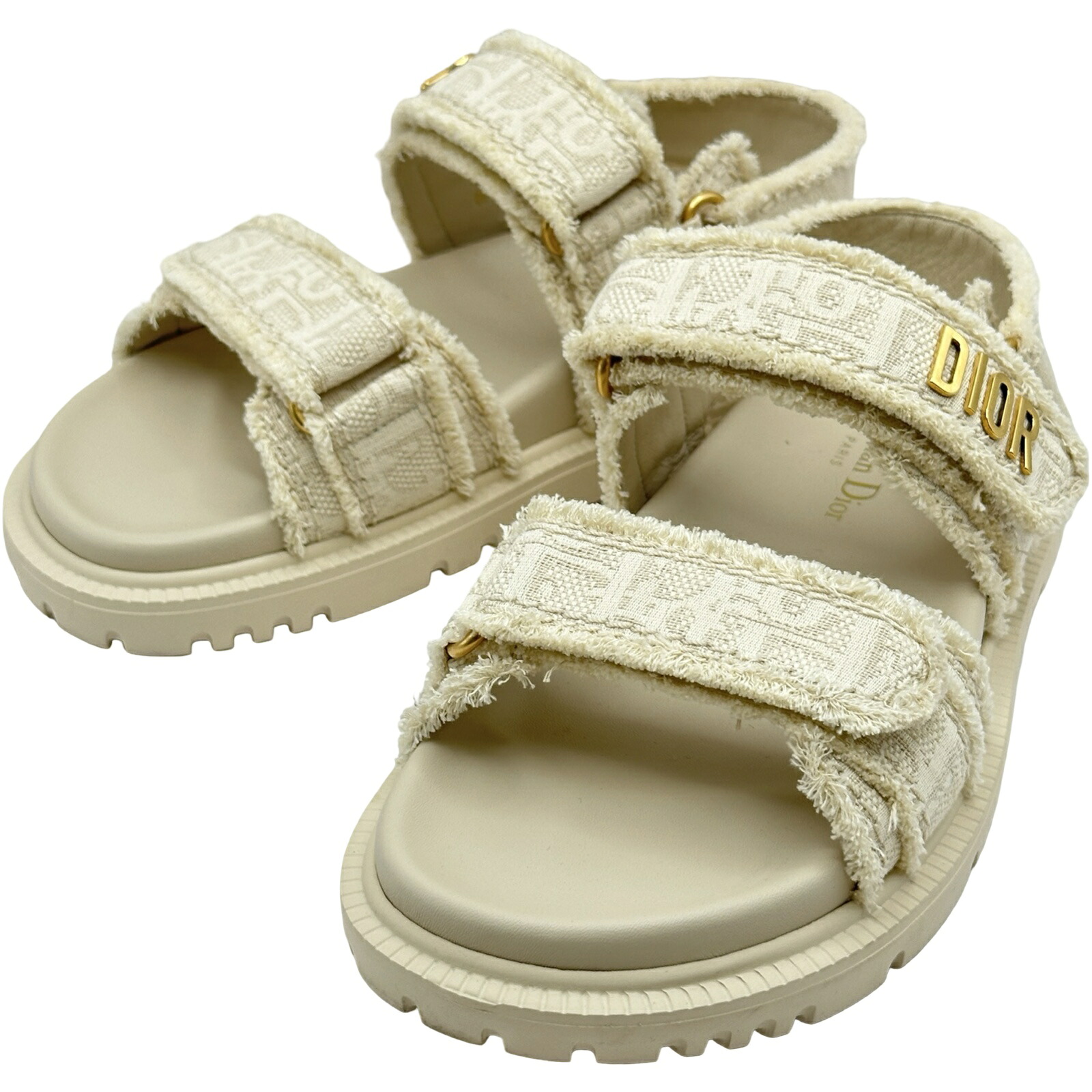 クリスチャン・ディオール Christian Dior Dioract フラットサンダル アイボリー レディース サンダル【中古】｜OKURA（おお蔵）店