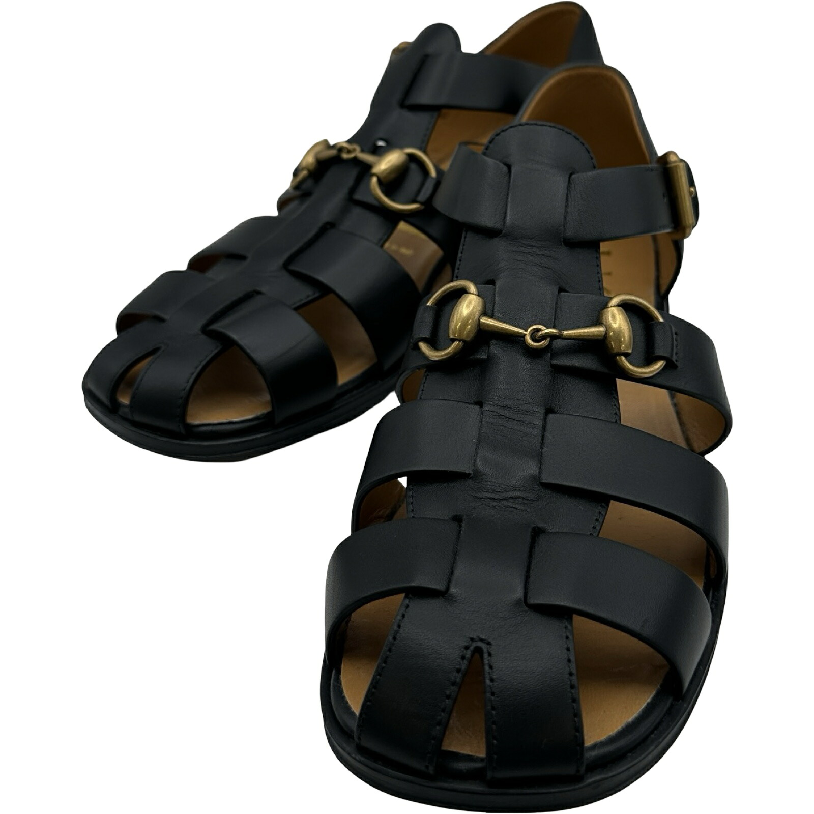 グッチ GUCCI ホースビットレザーサンダル ブラック レザー レディース サンダル【中古】|OKURA(おお蔵)店