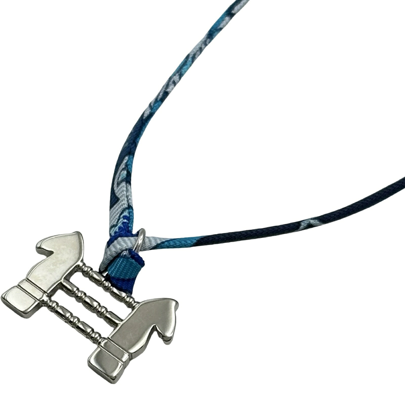 エルメス HERMES トゥールビヨンネックレス ブルー シルク/メタル アクセサリー【中古】|OKURA(おお蔵)店