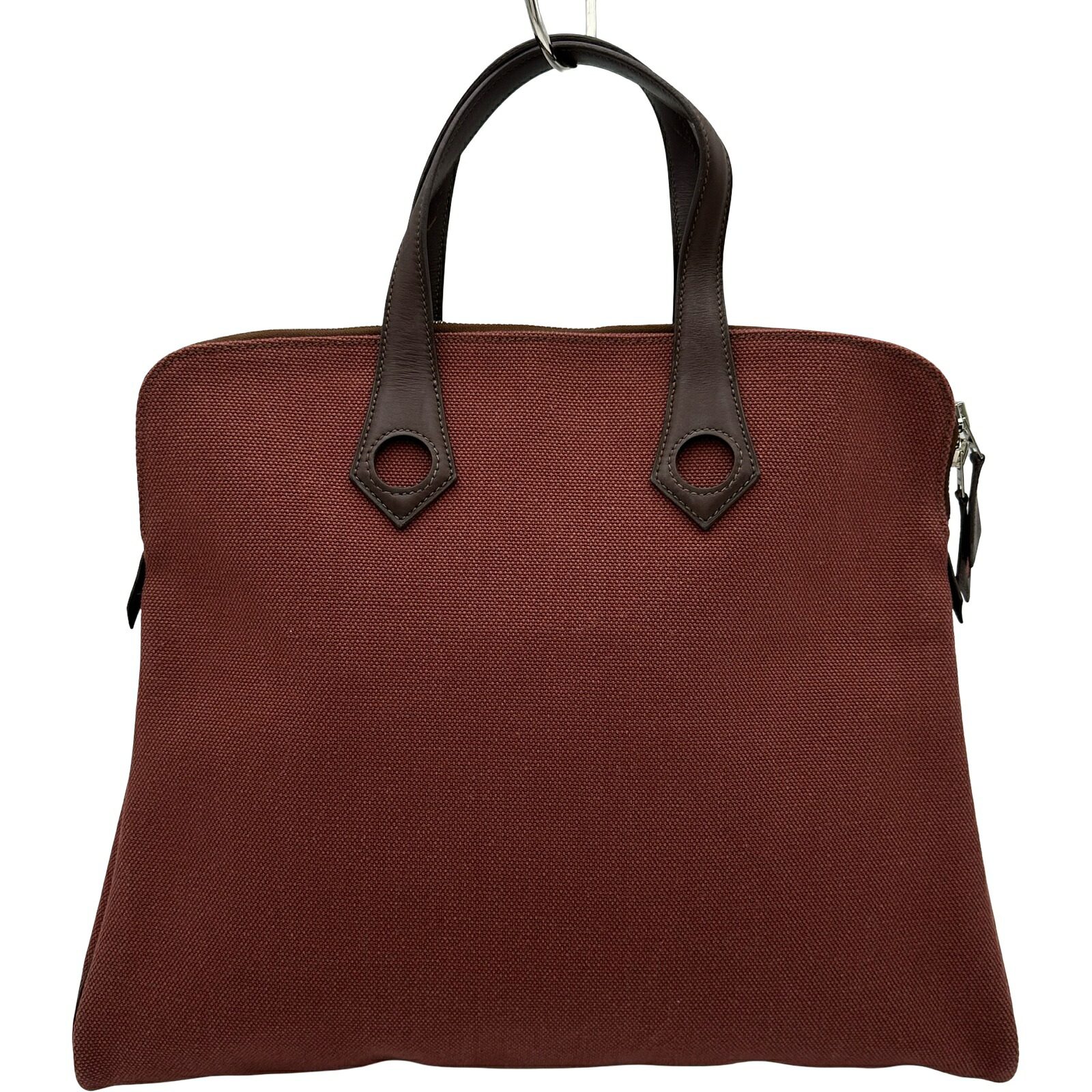 エルメス HERMES サックイブーMM □J刻印 ルージュアッシュ/エベンヌ シルバー金具 トワル/スイフト レディース ハンドバッグ【中古】｜OKURA（おお蔵）店