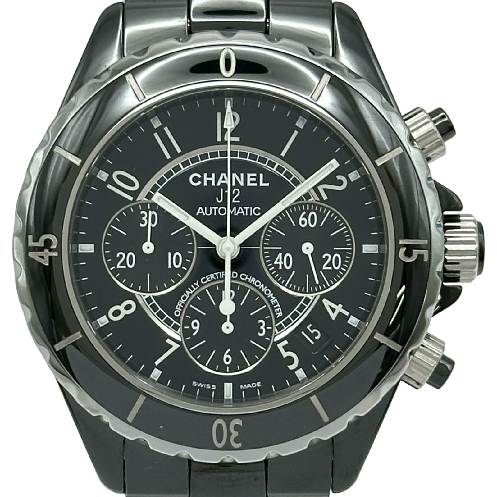 シャネル CHANEL J12 クロノグラフ 41MM H0940 ブラック セラミック/ステンレススチール 自動巻き メンズ 腕時計【中古】｜OKURA（おお蔵）店 227,000円