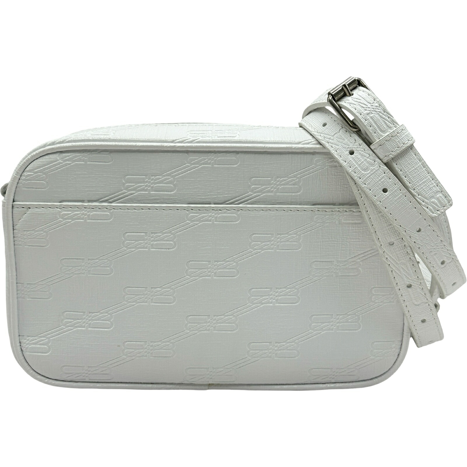 バレンシアガ BALENCIAGA シグネチャースモールカメラバッグ 702701 ホワイト レザー レディース ショルダーバッグ【中古】｜OKURA（おお蔵）店
