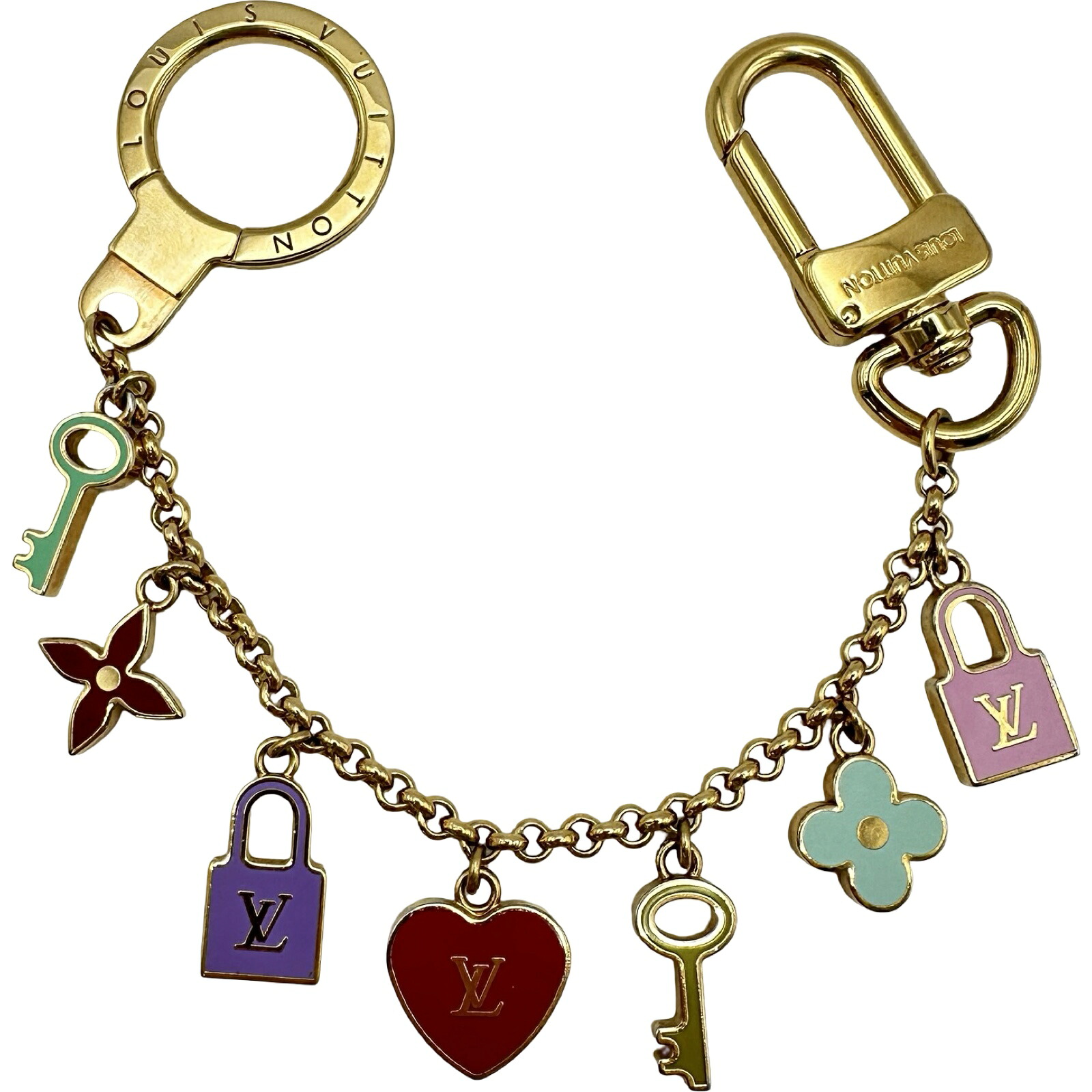 ルイ・ヴィトン LOUIS VUITTON ポルト・クレ・シェンヌプリティ M66131 ゴールド レディース キーホルダー【中古】|OKURA(おお蔵)店