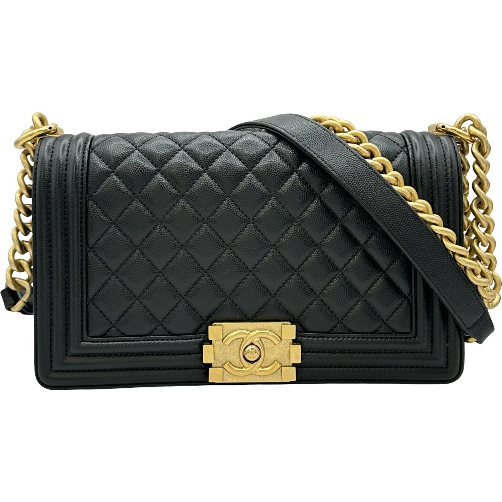シャネル CHANEL ボーイシャネル25 A67086 28番台 ブラック ゴールド金具 キャビアスキン レディース ショルダーバッグ【中古】|OKURA(おお蔵)店