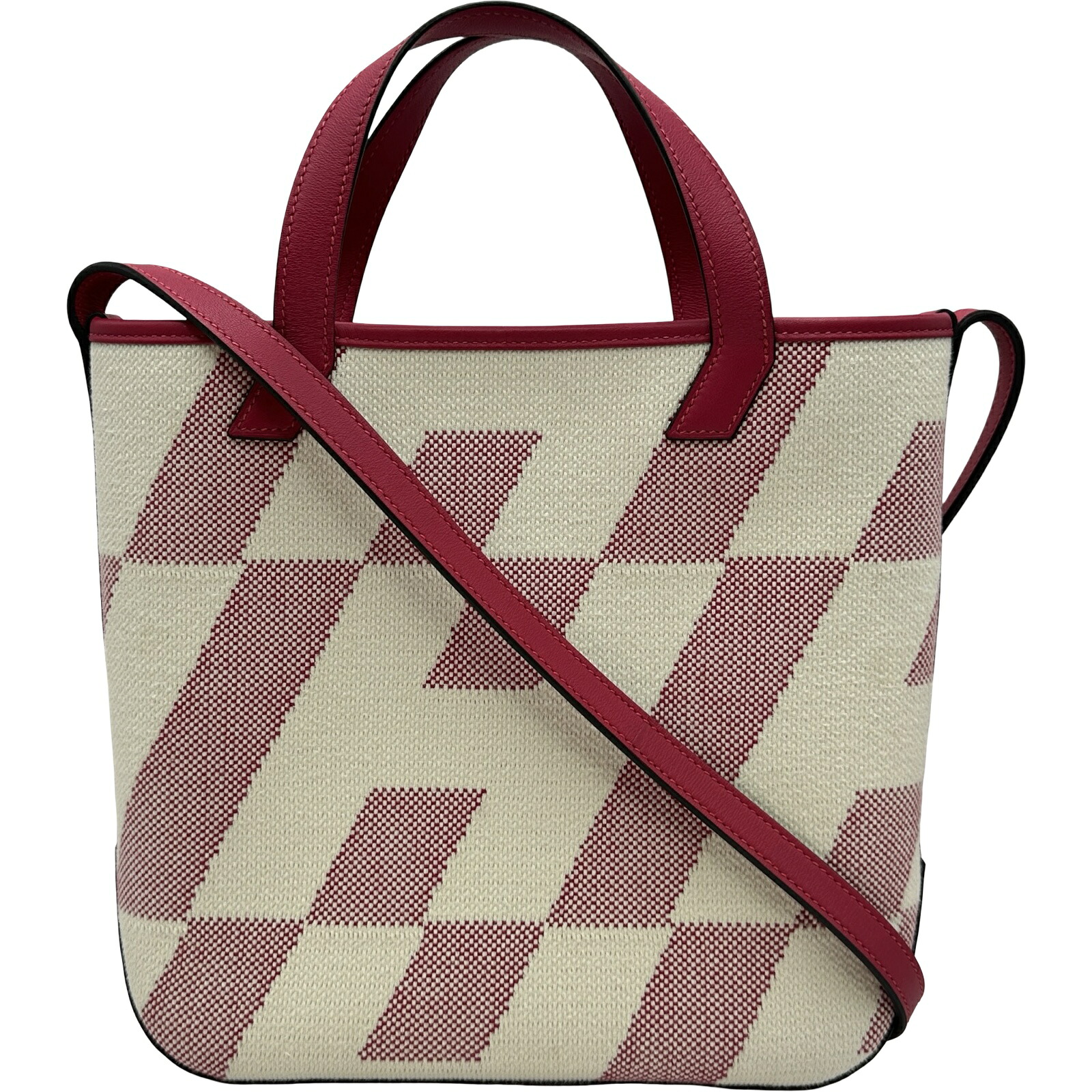 エルメス HERMES アンビエPM Z刻印 アイボリー/ピンク/シルバー金具 トワル・スイフト レディース ショルダーバッグ【中古】｜OKURA（おお蔵）店