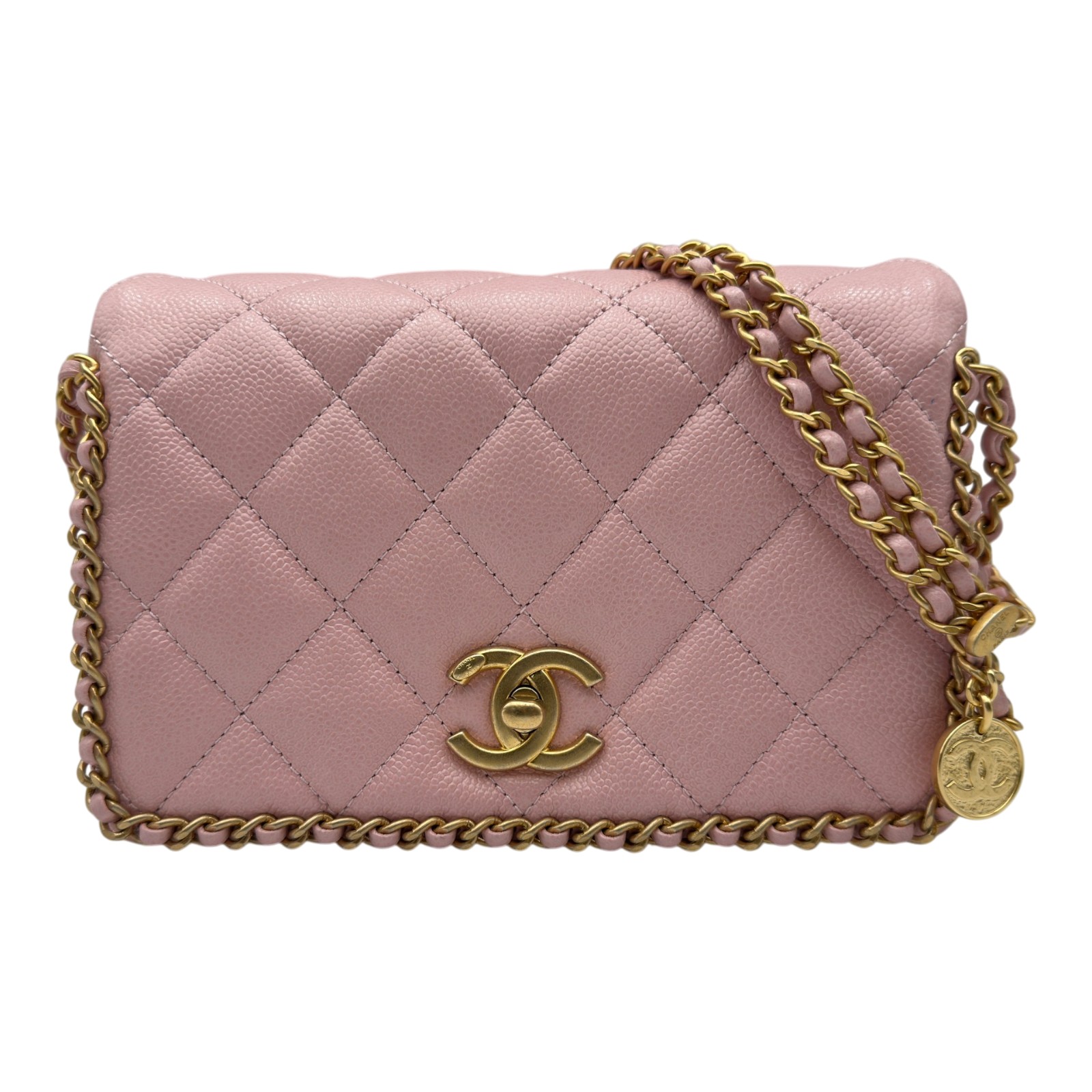 シャネル CHANEL マトラッセ ミニフラップバッグ AS3467 ピンク ゴールド金具 キャビアスキン レディース ショルダーバッグ【中古】|OKURA(おお蔵)店