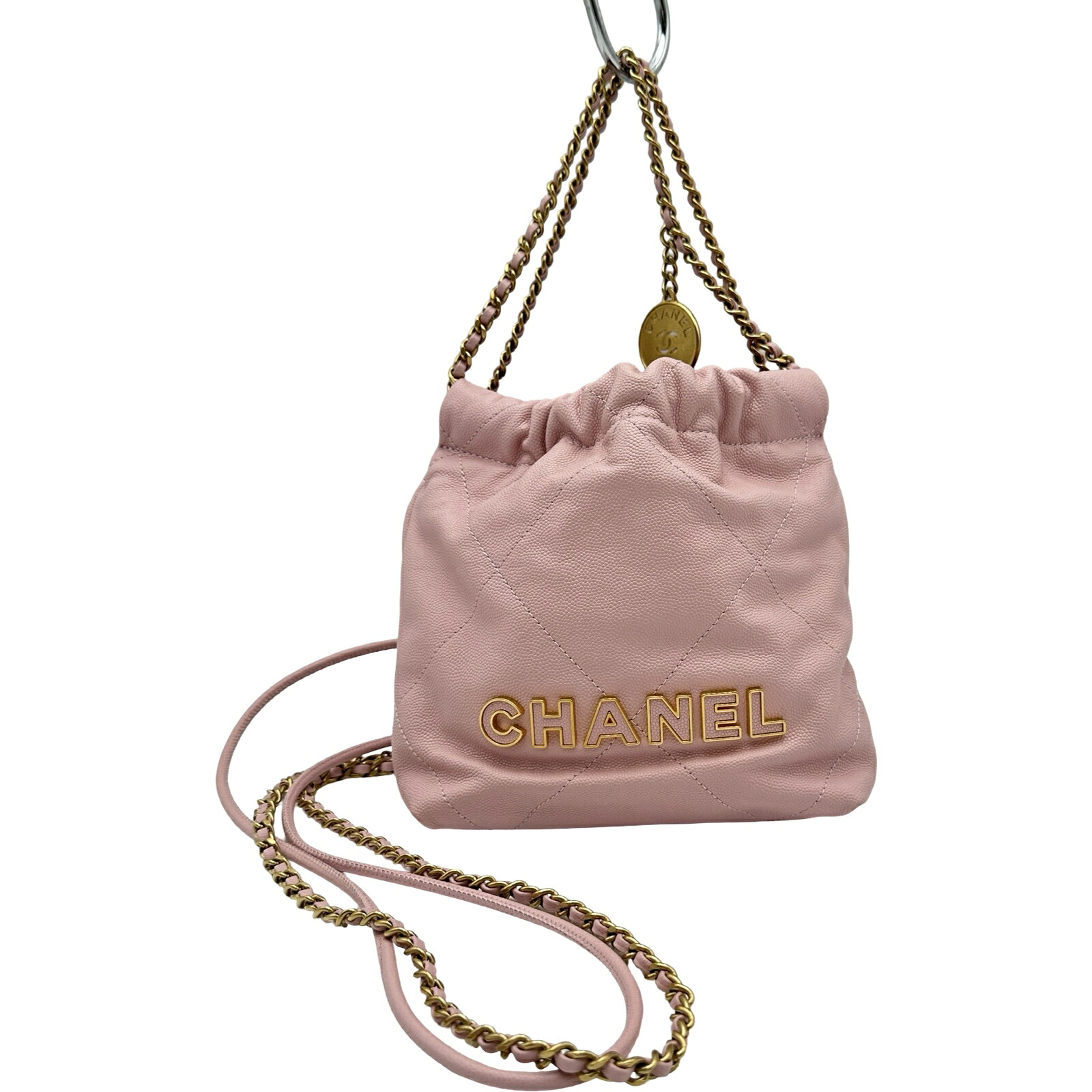 シャネル CHANEL シャネル22ミニ AS3980 ピンク ゴールド金具 ソフトキャビアスキン レディース ショルダーバッグ【中古】｜OKURA（おお蔵）店