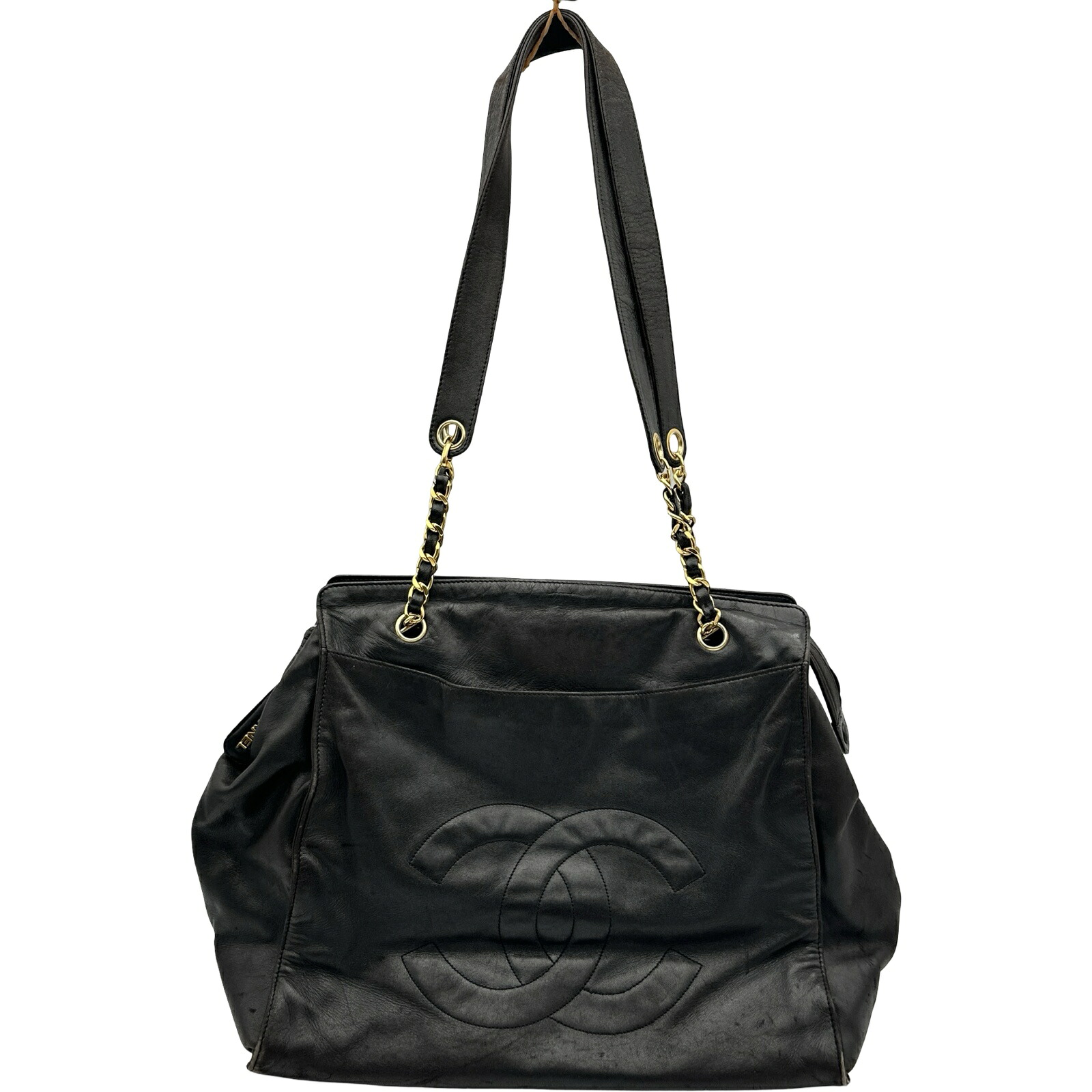シャネル CHANEL ココマークチェーントートバッグ 3番台 ブラック/ゴールド金具 ラムスキン レディース トートバッグ【中古】|OKURA(おお蔵)店