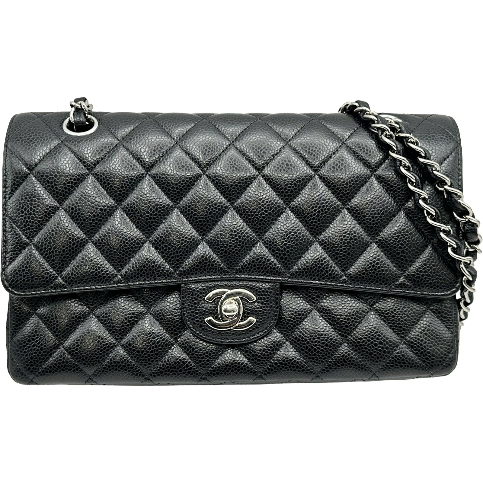 シャネル CHANEL マトラッセ 25 A01112 23番台 ブラック シルバー金具 キャビアスキン レディース ショルダーバッグ【中古】|OKURA(おお蔵)店