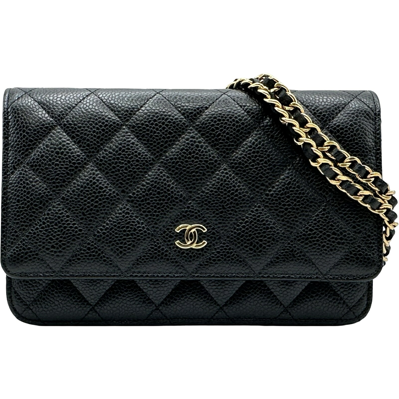 シャネル CHANEL マトラッセ チェーンウォレット AP0250 ブラック ゴールド金具 キャビアスキン レディース ショルダーバッグ【中古】|OKURA(おお蔵)店