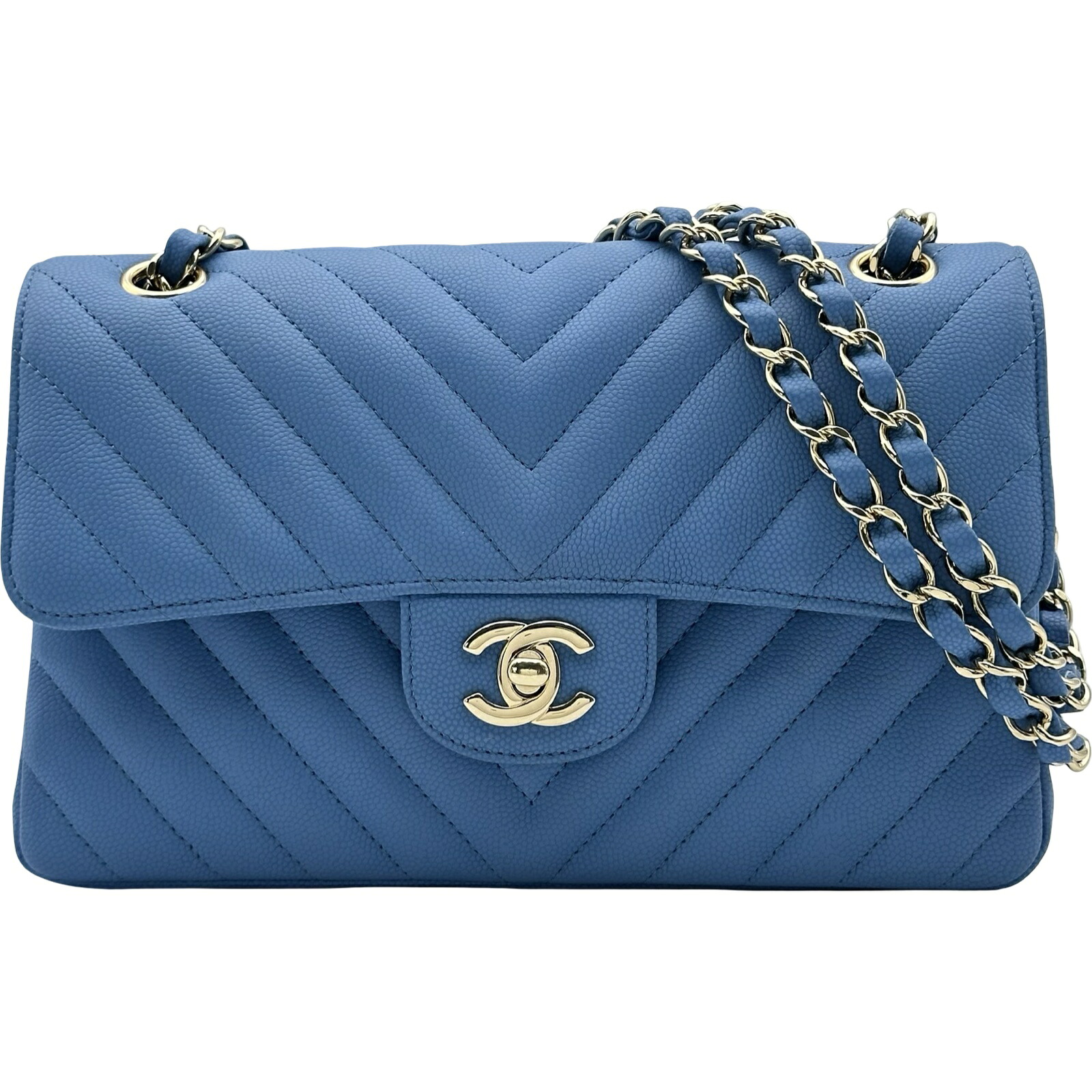 シャネル CHANEL Vステッチマトラッセ23 A01113 27番台 ブルー ゴールド金具 キャビアスキン レディース ショルダーバッグ【中古】|OKURA(おお蔵)店