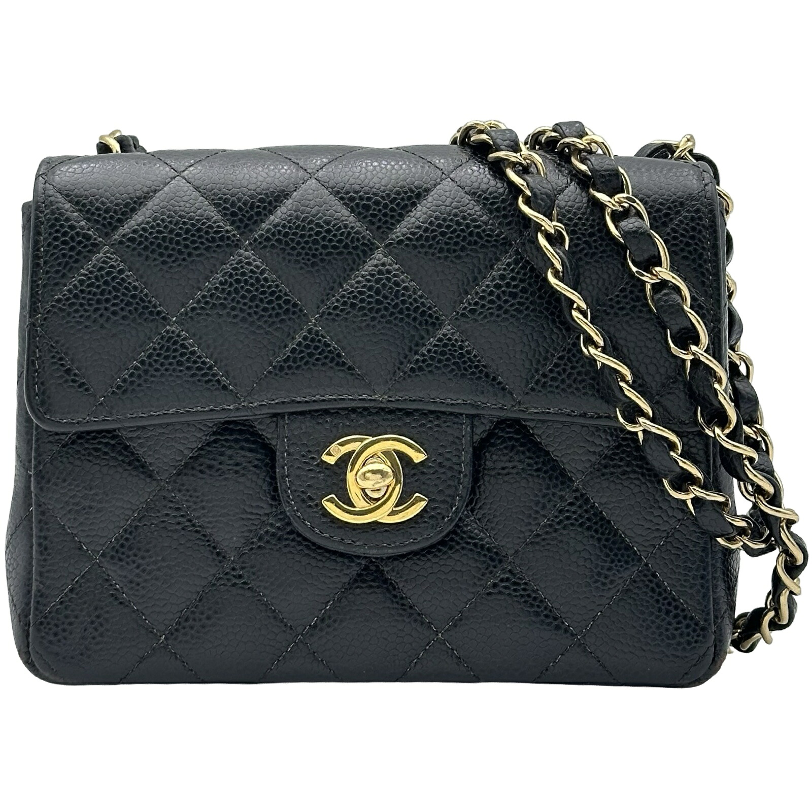 シャネル CHANEL ミニマトラッセ18 A01115 8番台 ブラック ゴールド金具 キャビアスキン レディース ショルダーバッグ【中古】|OKURA(おお蔵)店