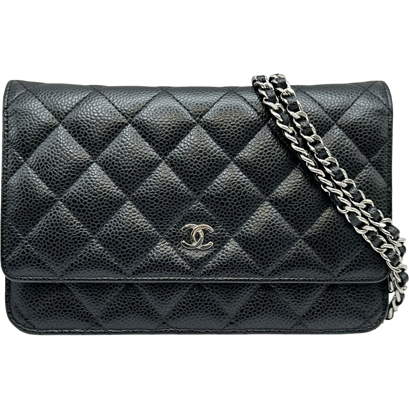 シャネル CHANEL マトラッセ チェーンウォレット A33814 25番台 ブラック シルバー金具 キャビアスキン レディース ショルダーバッグ【中古】｜OKURA（おお蔵）店