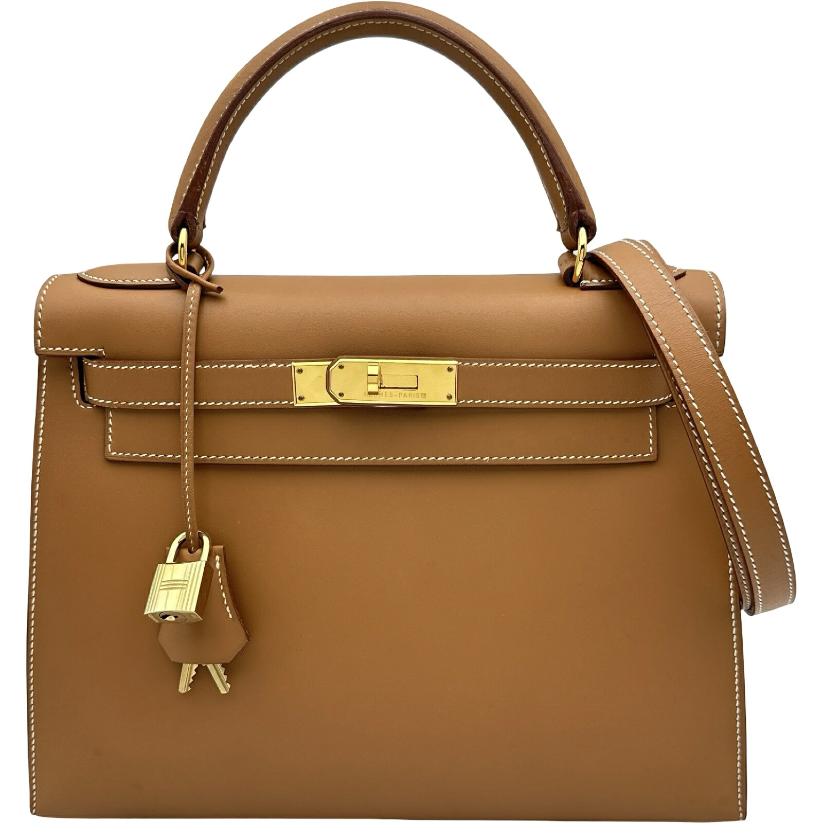 エルメス HERMES ケリー28 外縫い ?A刻印 ナチュラル ゴールド金具 シャモニー レディース ハンドバッグ【中古】｜OKURA（おお蔵）店
