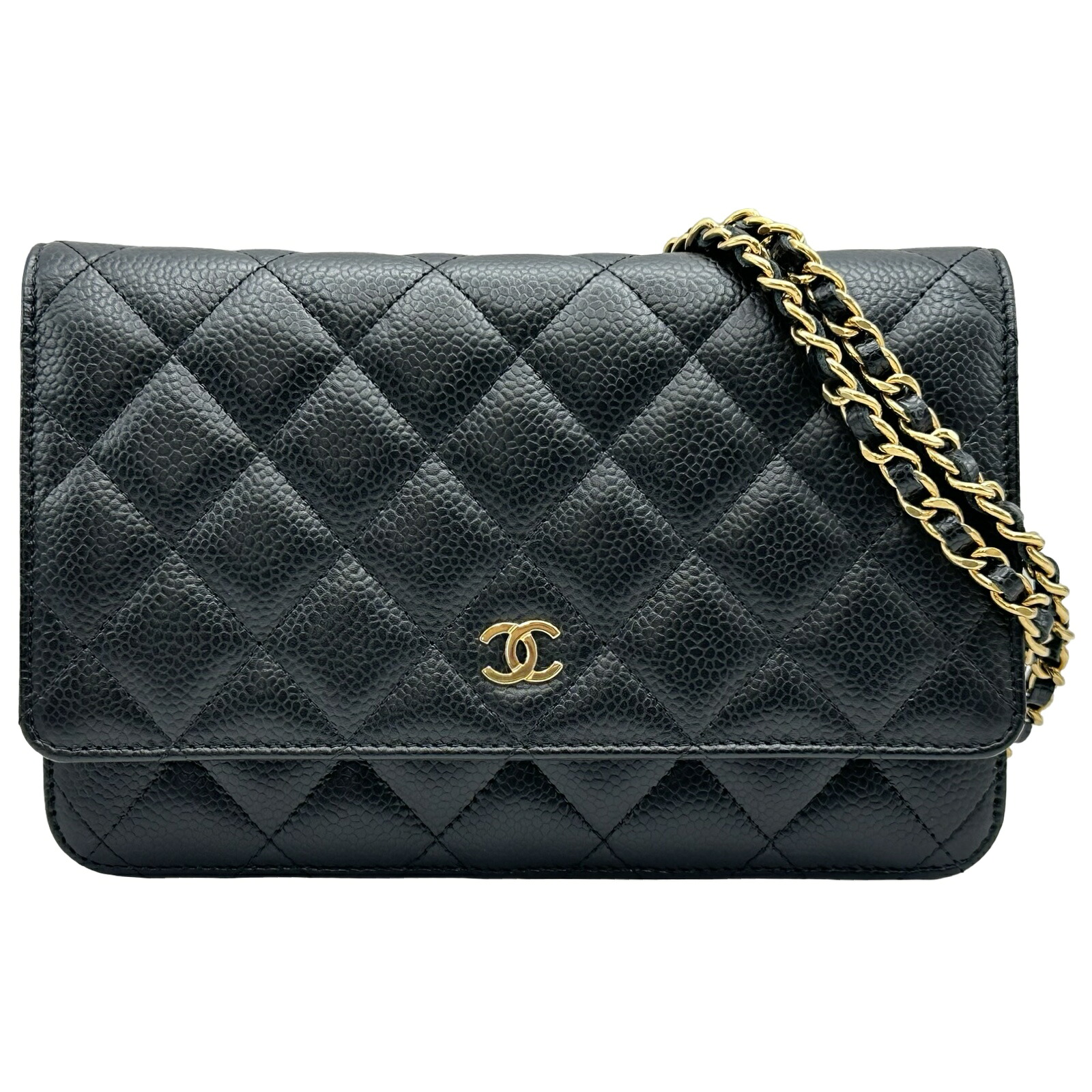 シャネル CHANEL マトラッセチェーンウォレット AP0250 ブラック ゴールド金具 キャビアスキン レディース ショルダーバッグ【中古】|OKURA(おお蔵)店