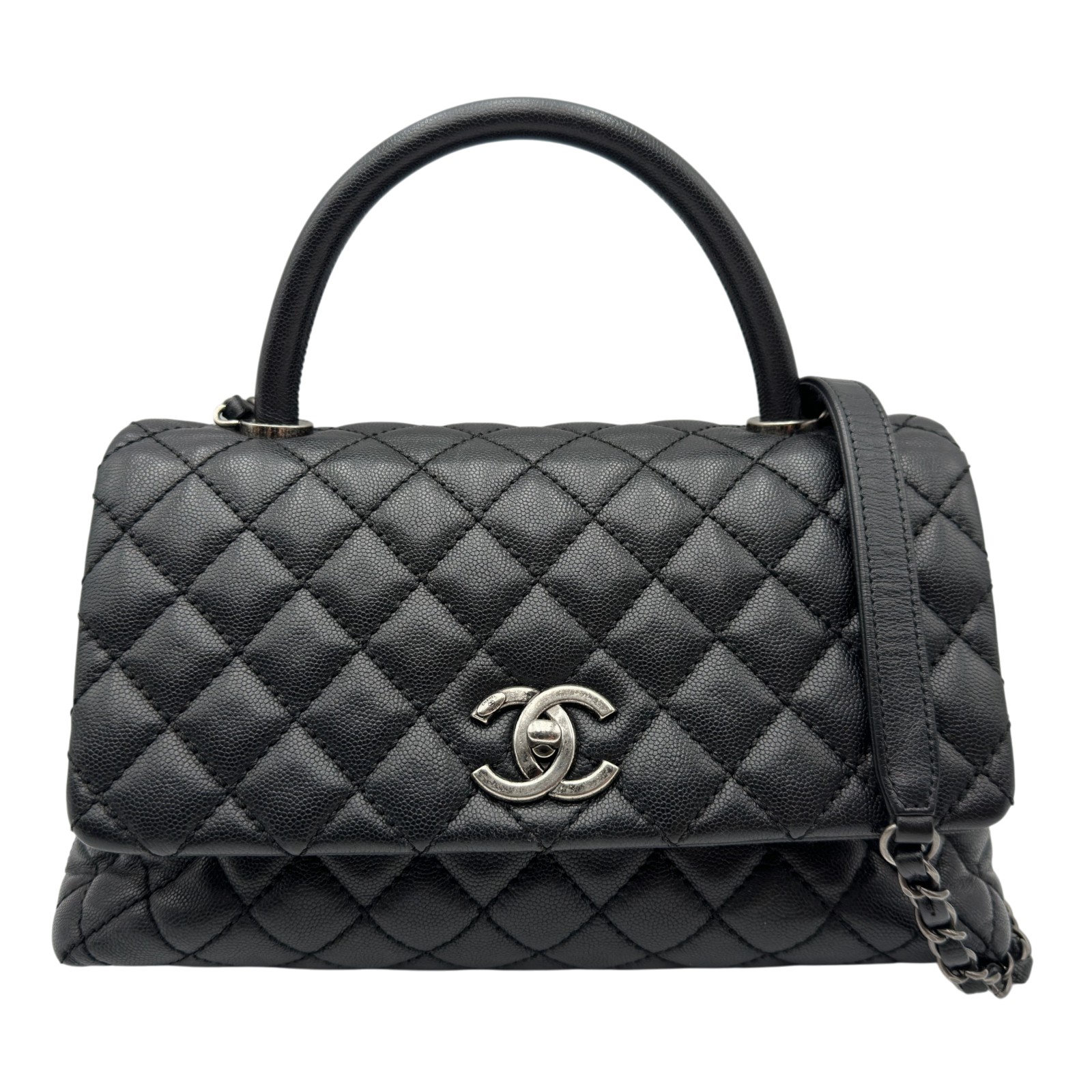 シャネル CHANEL ココハンドル29 A92991 21番台 ブラック シルバー金具 キャビアスキン レディース ショルダーバッグ【中古】｜OKURA（おお蔵）店