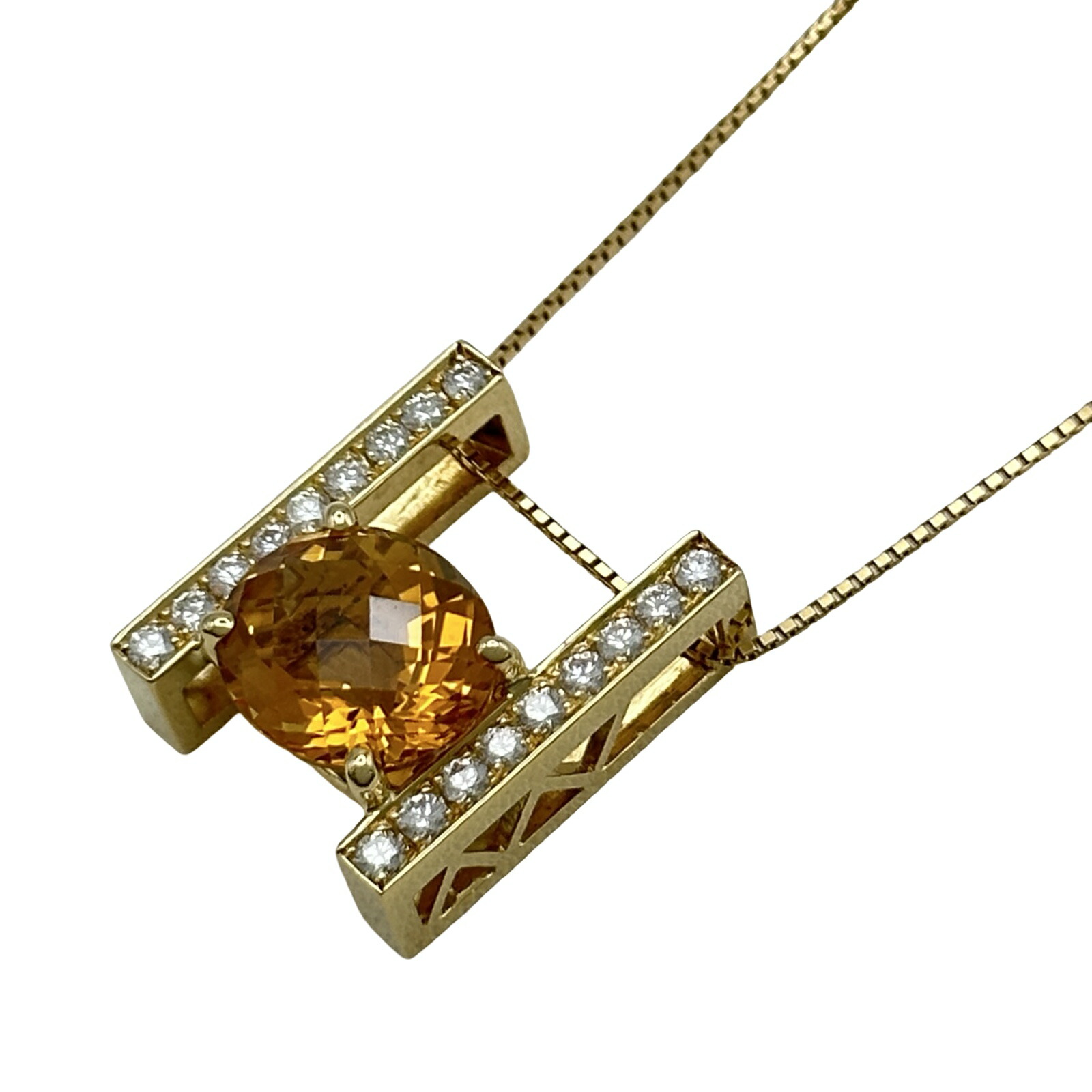 タサキ TASAKI シトリンネックレス ゴールド K18 シトリン ダイヤモンド ジュエリー【中古】|OKURA(おお蔵)店