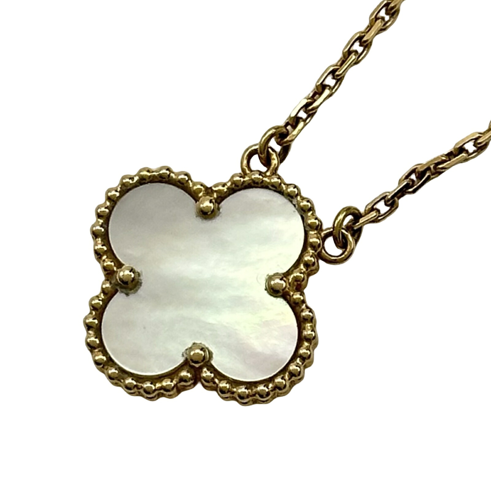 ヴァンクリーフ＆アーペル Van Cleef & Arpels ヴィンテージアルハンブラシェルネックレス ゴールド Au750 マザーオブパール ジュエリー【中古】｜OKURA（おお蔵）店