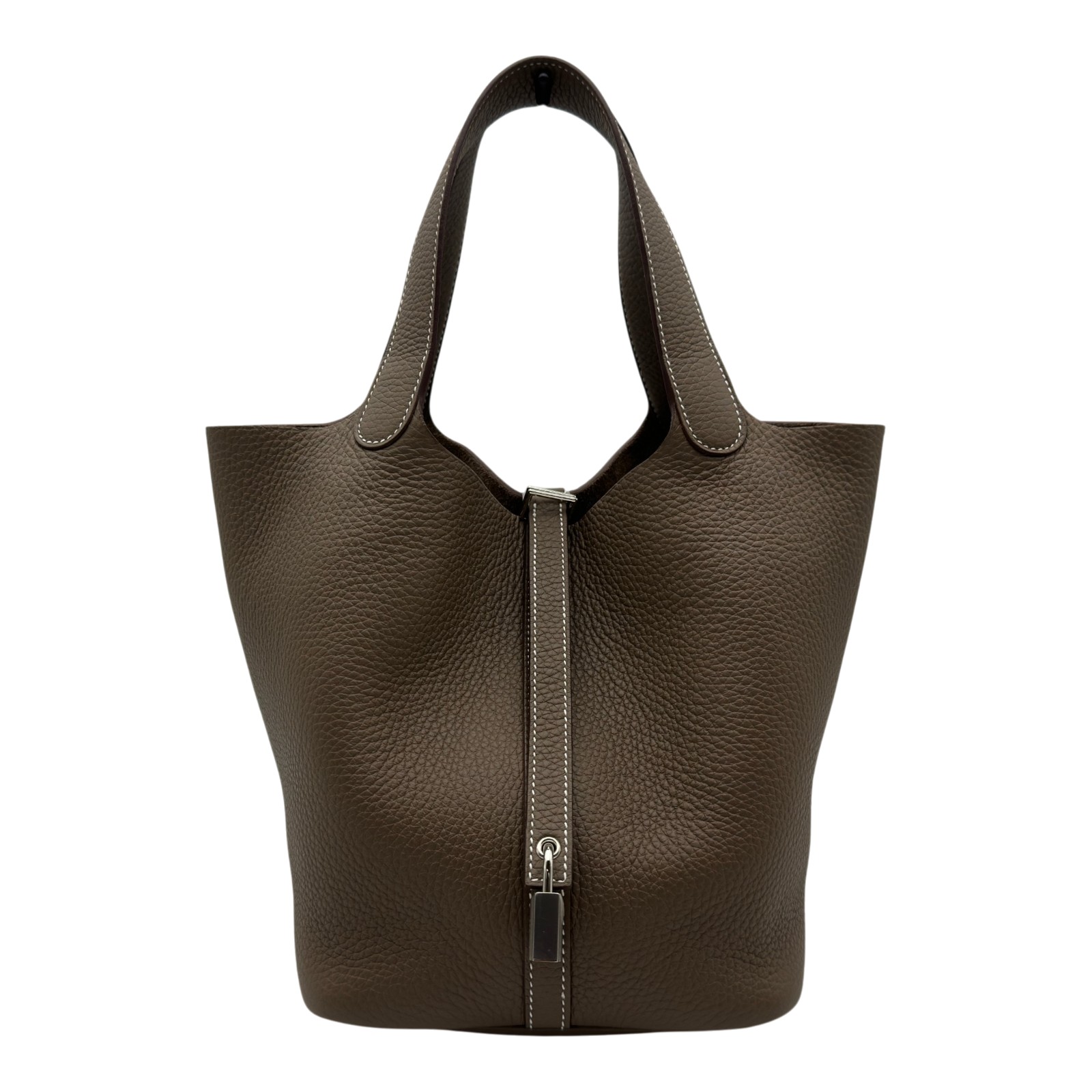 エルメス HERMES ピコタンロックMM W刻 エトゥープ シルバー金具 トリヨン レディース ハンドバッグ【中古】|OKURA(おお蔵)店