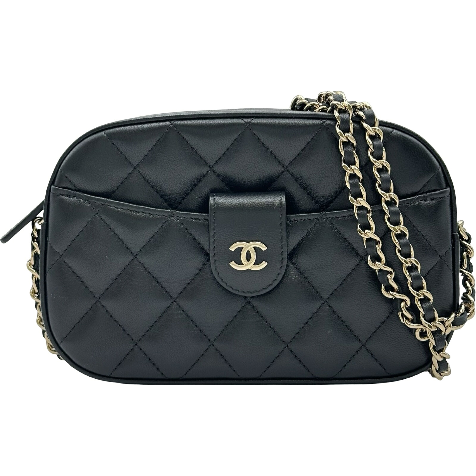 シャネル CHANEL マトラッセ ミニチェーンショルダー AP3968 ブラック ゴールド金具 ラムスキン レディース ショルダーバッグ【中古】|OKURA(おお蔵)店