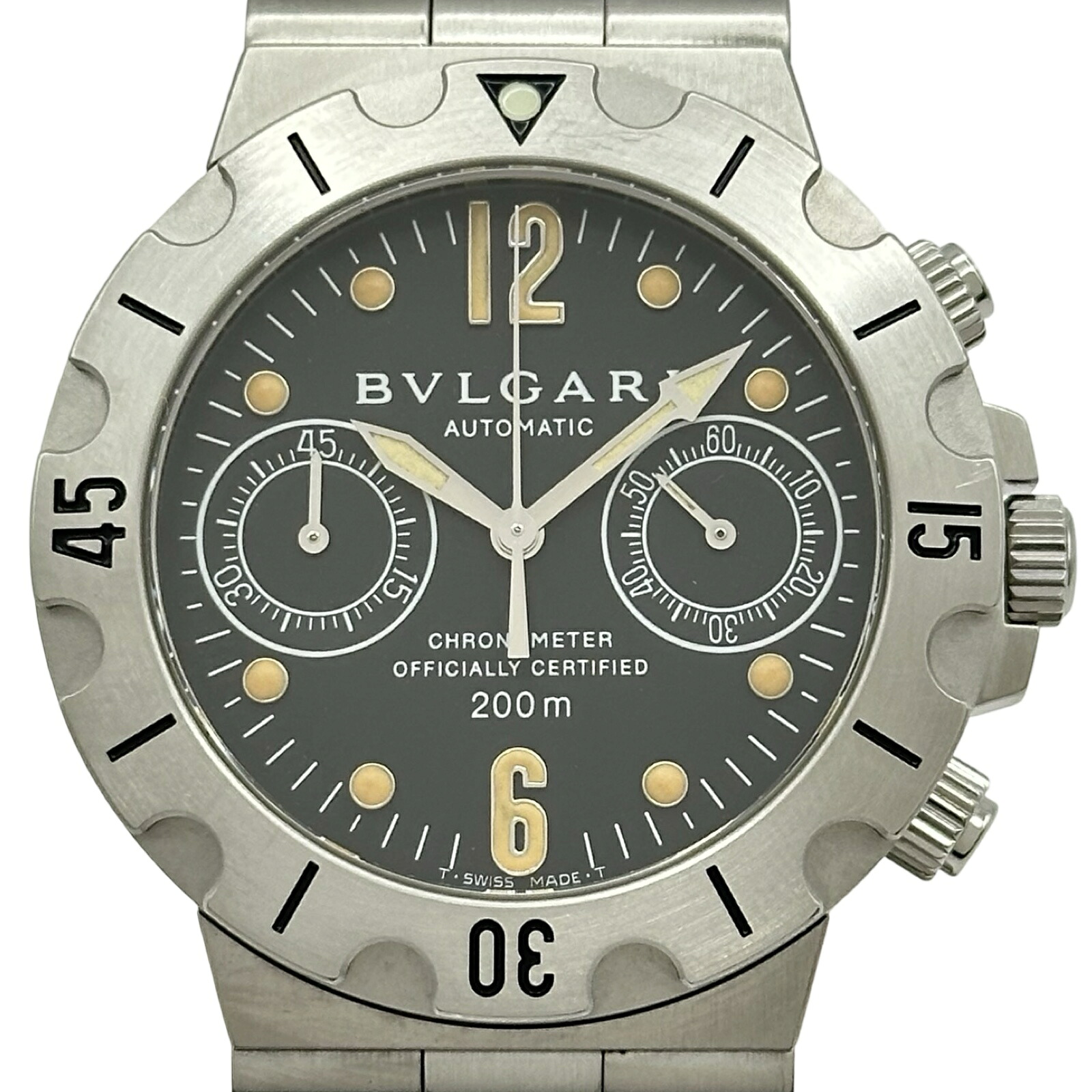ブルガリ BVLGARI ディアゴノ スクーバ クロノグラフ SCB38S ブラック ステンレススチール 自動巻き メンズ 腕時計【中古】|OKURA(おお蔵)店