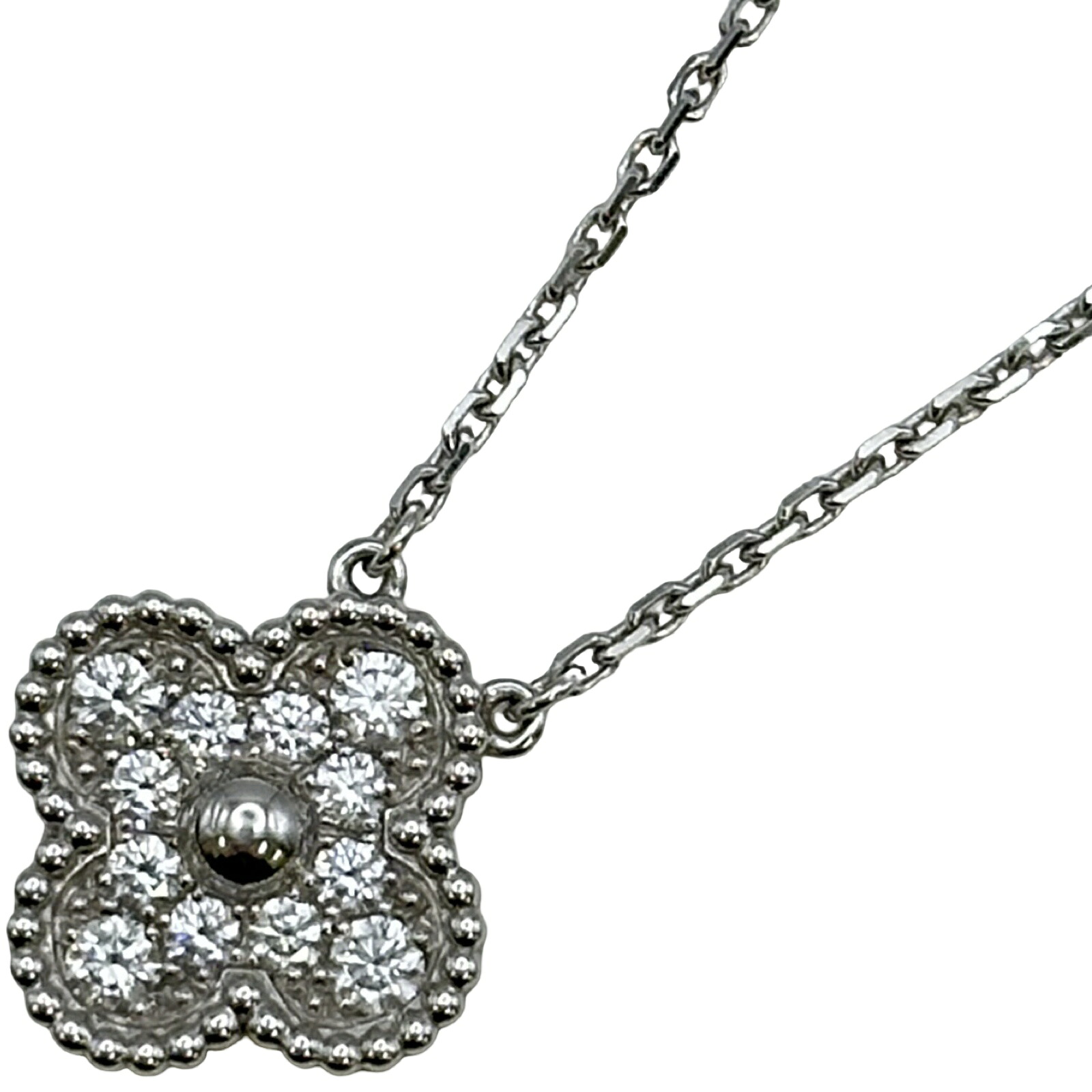 ヴァンクリーフ＆アーペル Van Cleef & Arpels ヴィンテージアルハンブラネックレス ホワイトゴールド Au750 ダイヤモンド ジュエリー【中古】｜OKURA（おお蔵）店