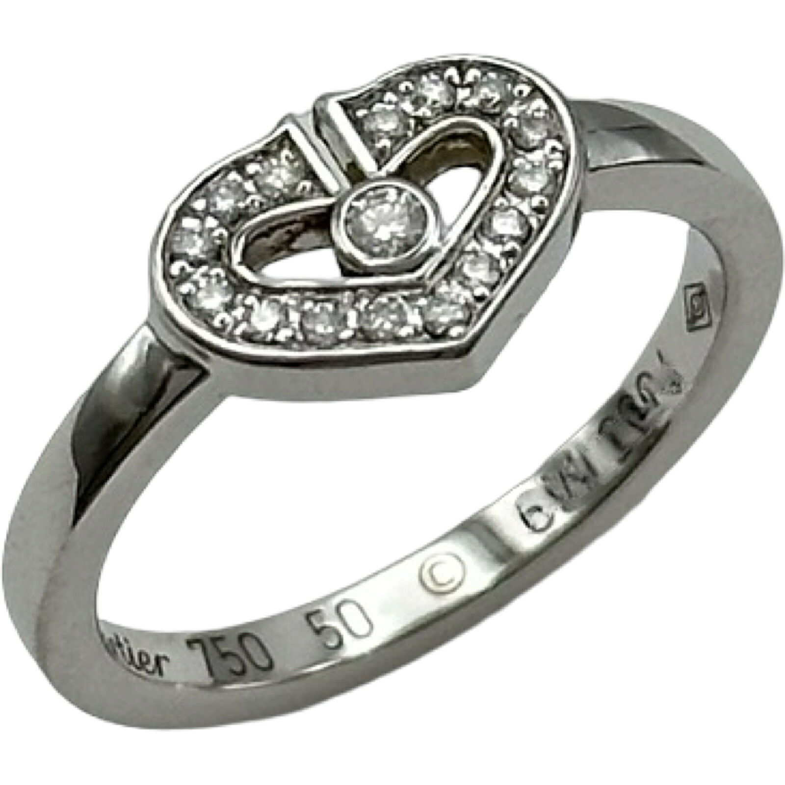 カルティエ Cartier Cハートダイヤリング ホワイトゴールド 750 ジュエリー【中古】｜OKURA（おお蔵）店