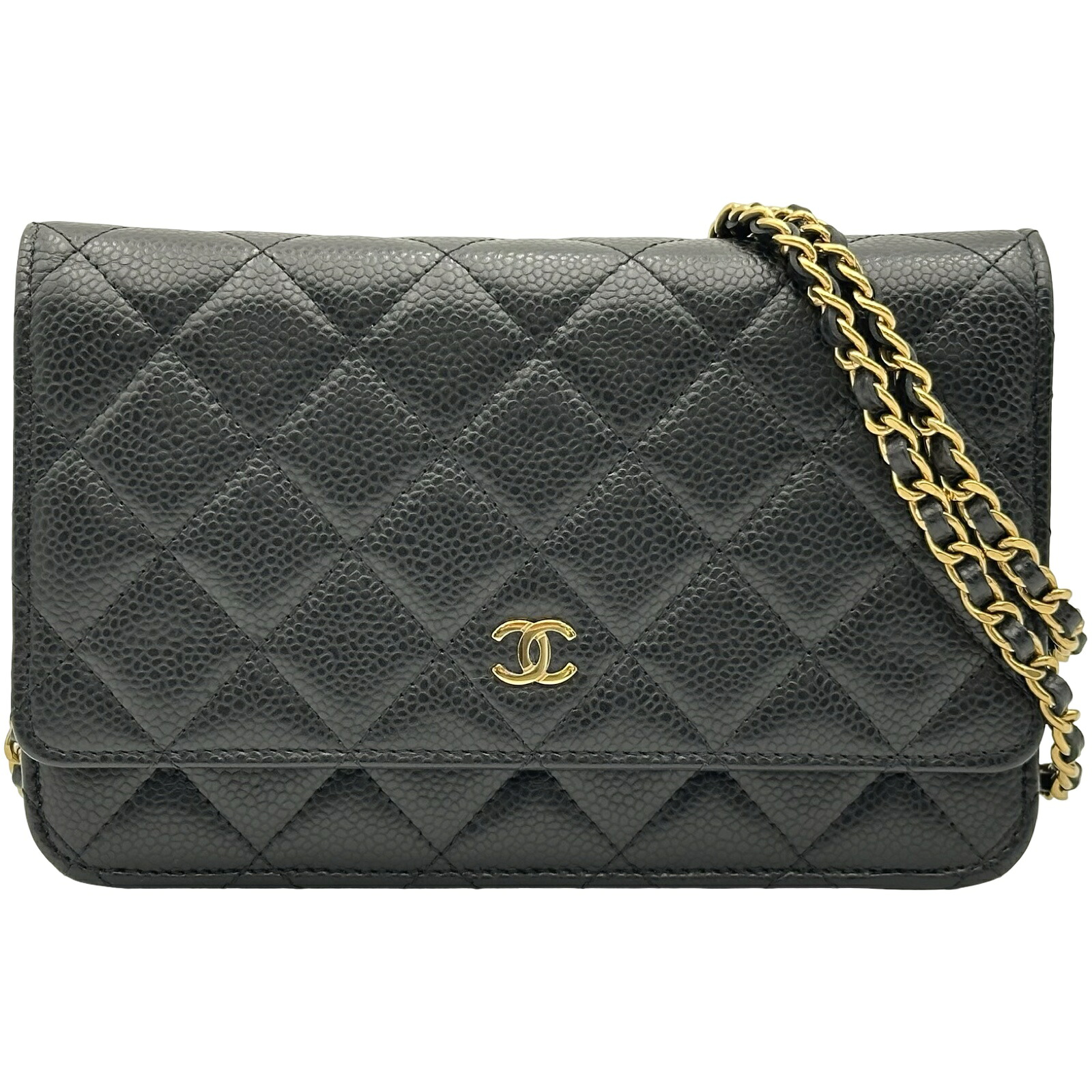 シャネル CHANEL マトラッセチェーンウォレット AP2050 ブラック ゴールド金具 キャビアスキン レディース ショルダーバッグ【中古】｜OKURA（おお蔵）店
