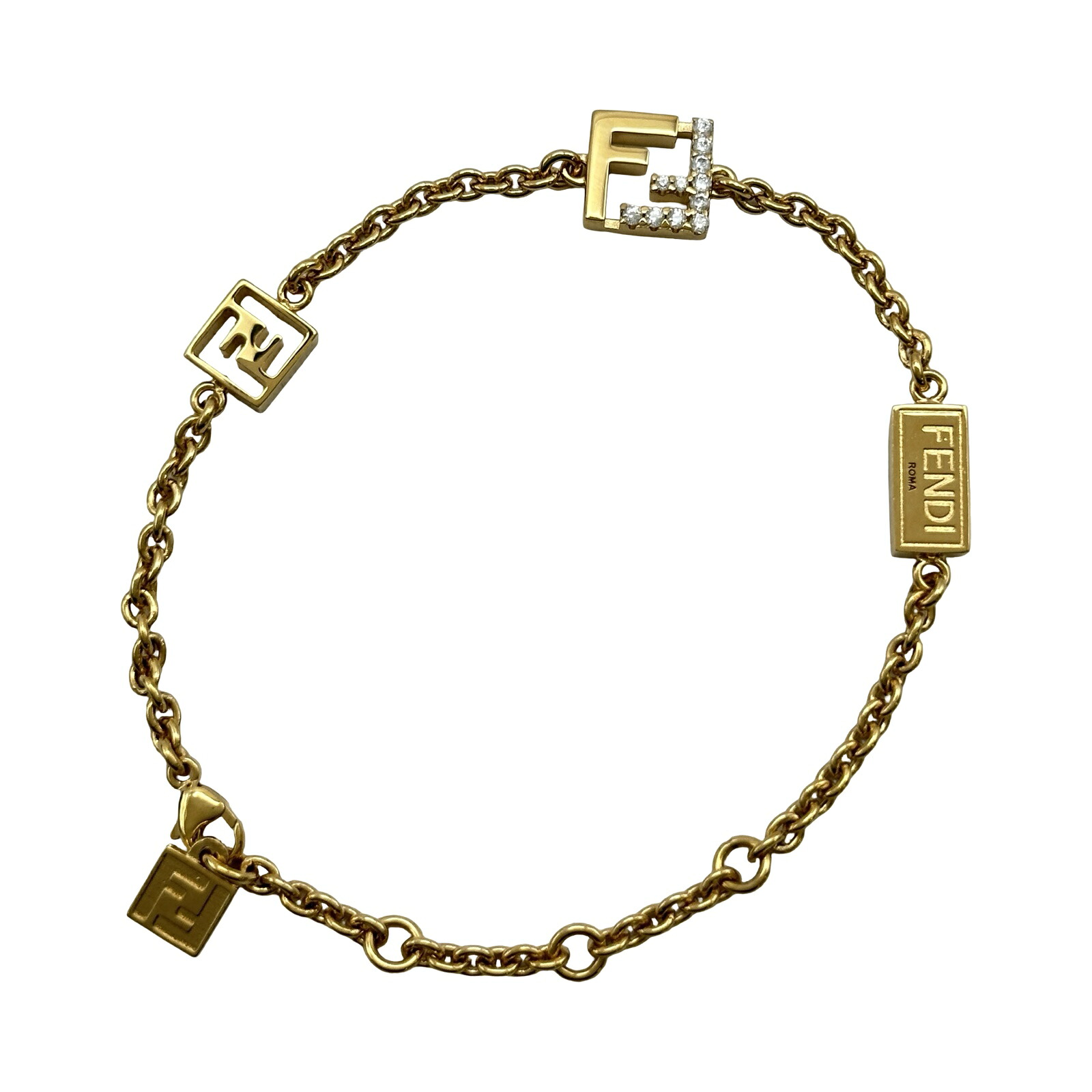 フェンディ FENDI フォーエバーフェンディブレスレット ゴールド メタル/ラインストーン アクセサリー【中古】｜OKURA（おお蔵）店 43,000円