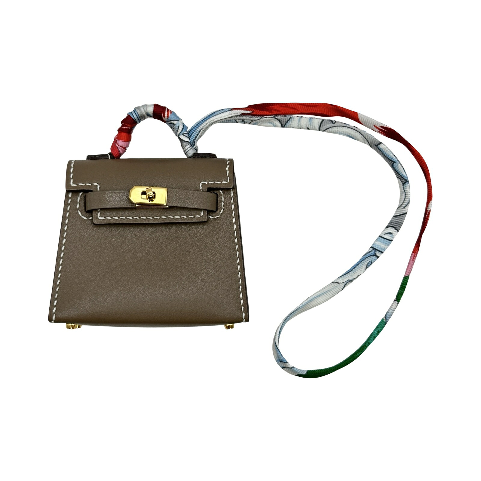 エルメス HERMES ケリーツイリーチャーム D刻印 エトゥープ/ゴールド金具 タデラクト/シルク レディース チャーム【中古】|OKURA(おお蔵)店