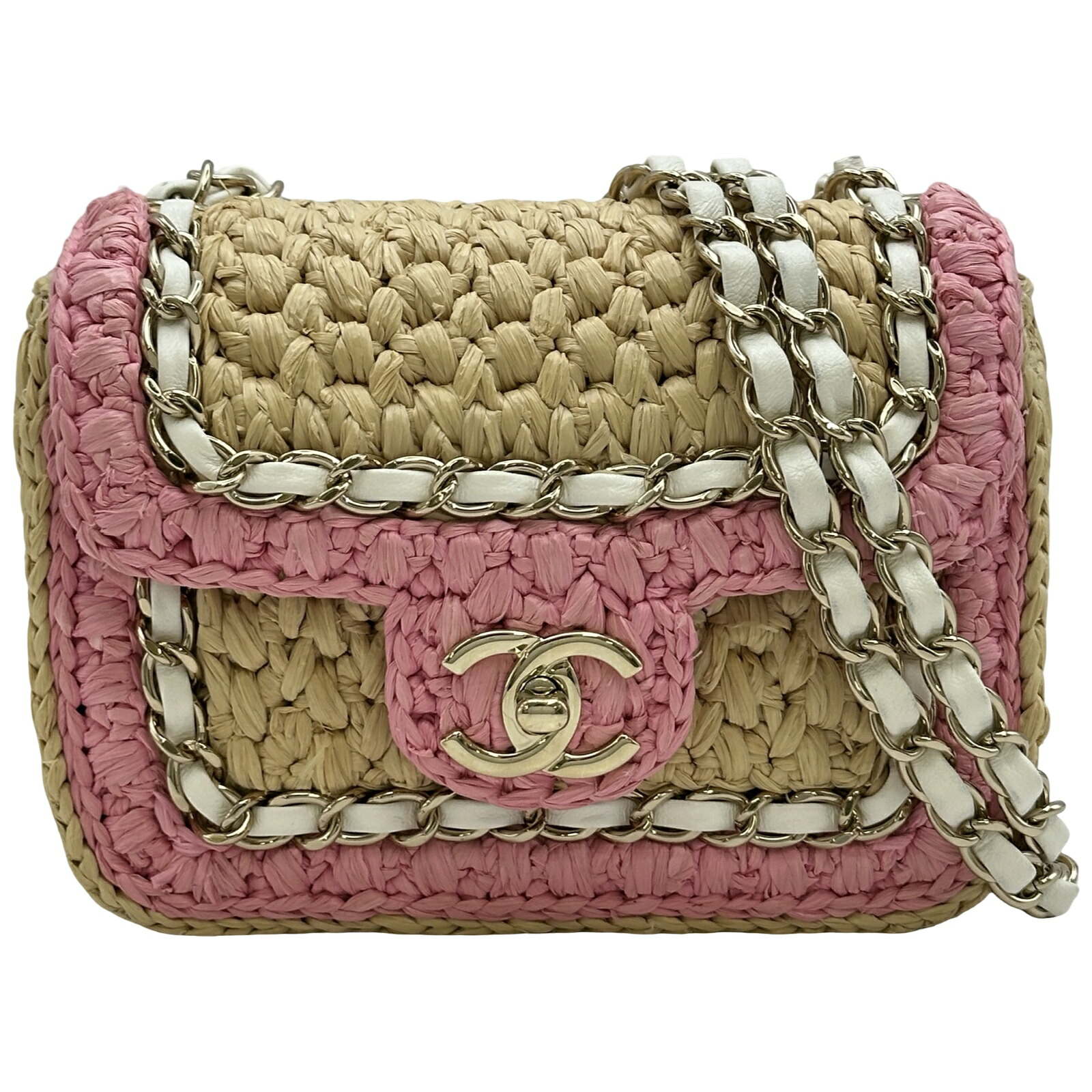 シャネル CHANEL ミニフラップチェーンショルダー AS4556 ピンク ラム/ラフィア レディース ショルダーバッグ【中古】｜OKURA（おお蔵）店