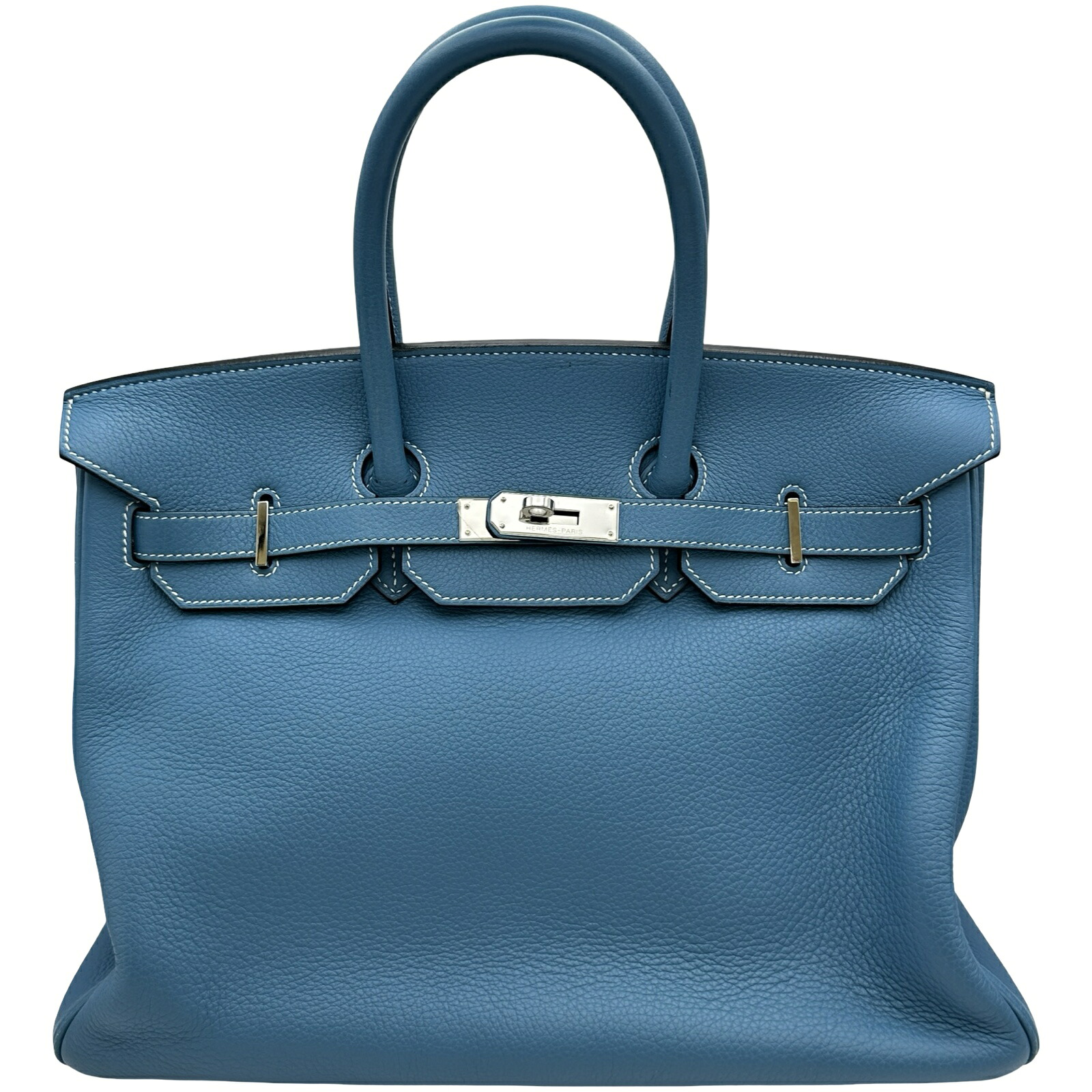 エルメス HERMES バーキン35 □K刻印 ブルージーン/シルバー金具 トリヨン レディース ハンドバッグ【中古】｜OKURA（おお蔵）店