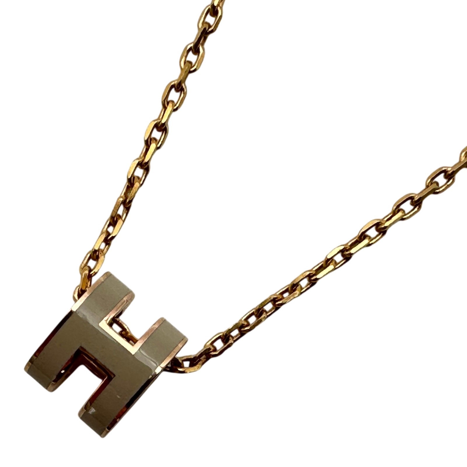 エルメス HERMES ポップHミニネックレス グレー/ゴールド エナメル/メタル アクセサリー【中古】|OKURA(おお蔵)店