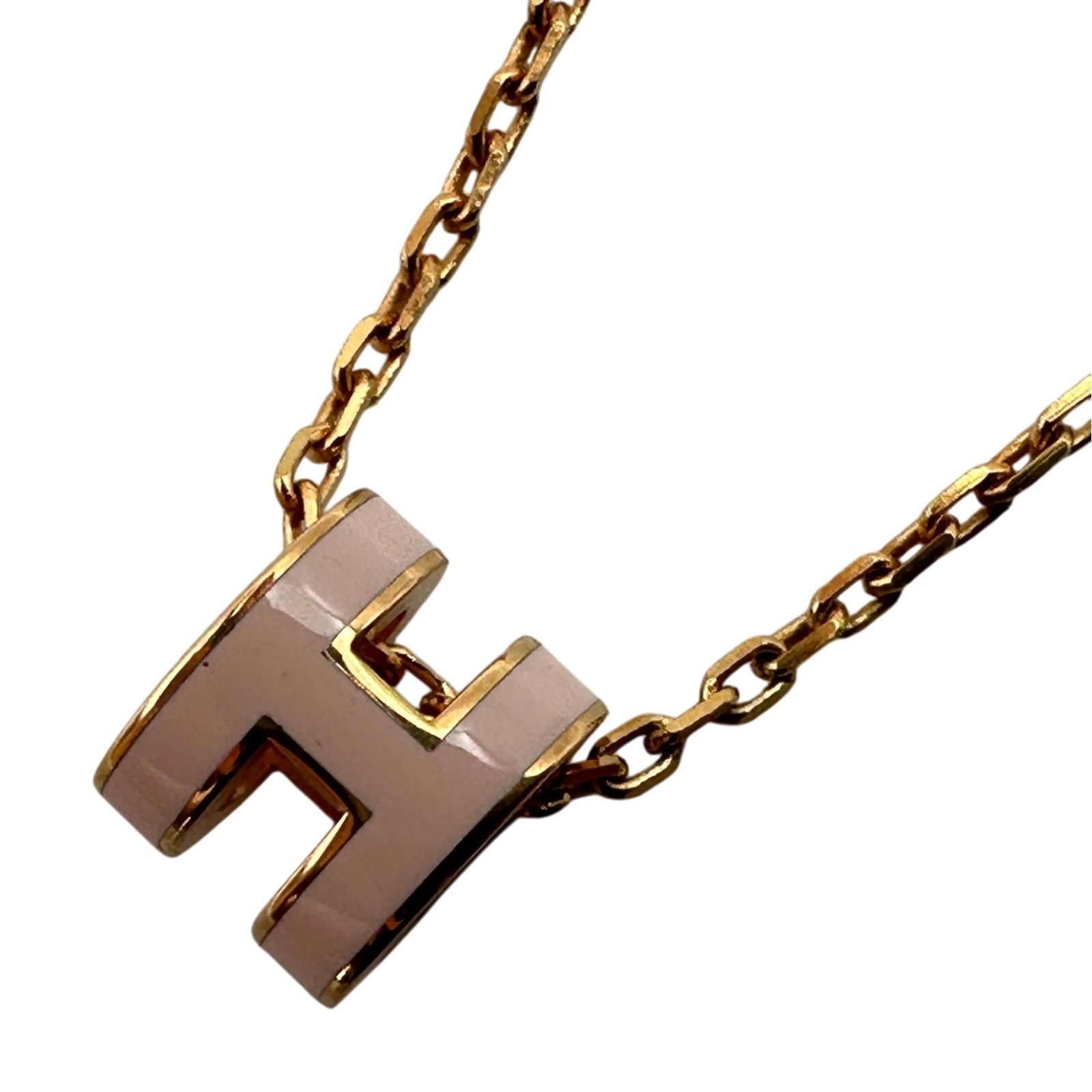 エルメス HERMES ポップＨミニネックレス ピンク/ゴールド エナメル/メタル アクセサリー【中古】｜OKURA（おお蔵）店
