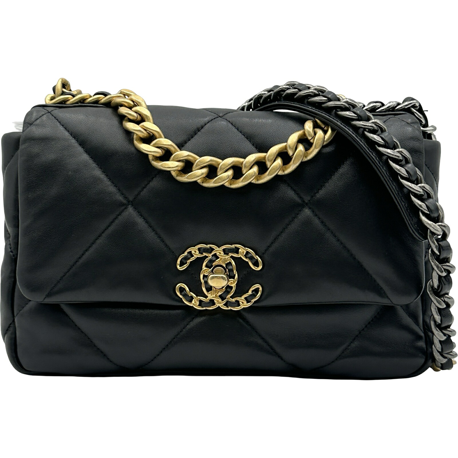 シャネル CHANEL CHANEL 19 AS1160 ブラック ゴールド/シルバー金具 ラムスキン レディース ショルダーバッグ【中古】｜OKURA（おお蔵）店