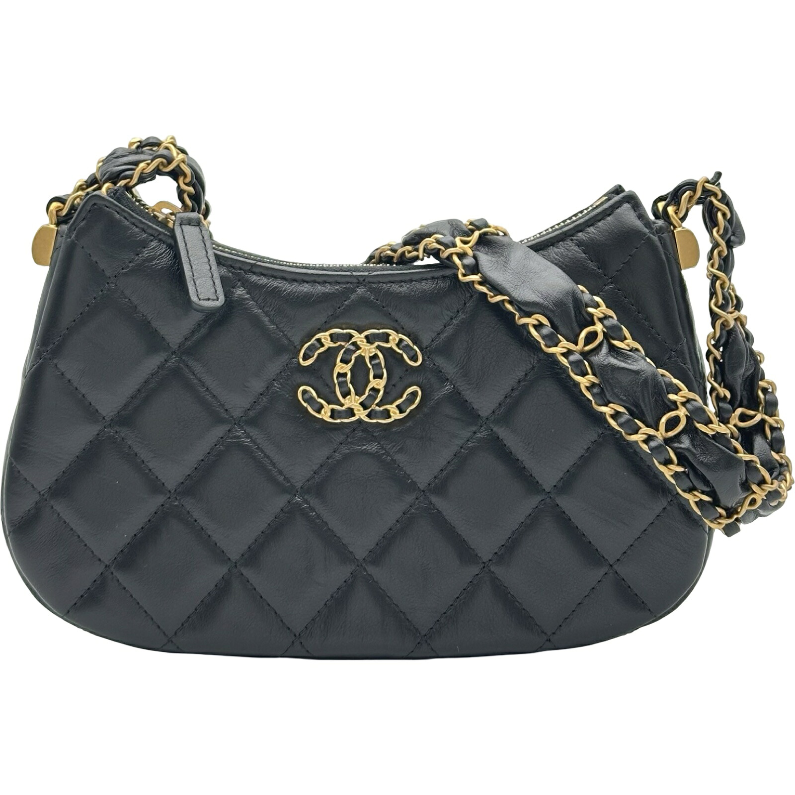 シャネル CHANEL CHANEL19 スモールホーボー AP3647 ブラック ゴールド金具 ラムスキン レディース ショルダーバッグ【中古】|OKURA(おお蔵)店