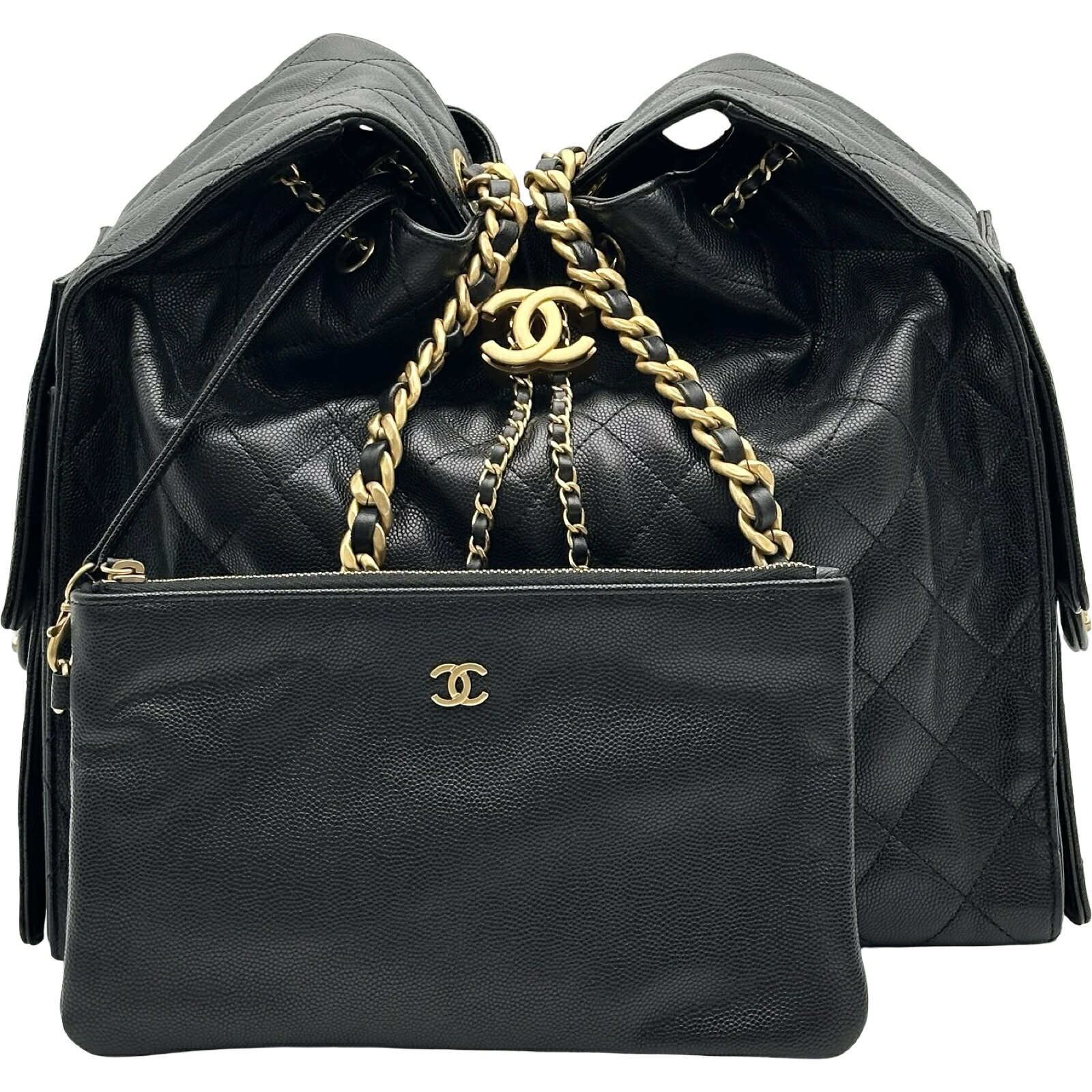 シャネル CHANEL CHANEL25 ミディアム ブラック ゴールド金具 キャビアスキン レディース ショルダーバッグ【中古】|OKURA(おお蔵)店